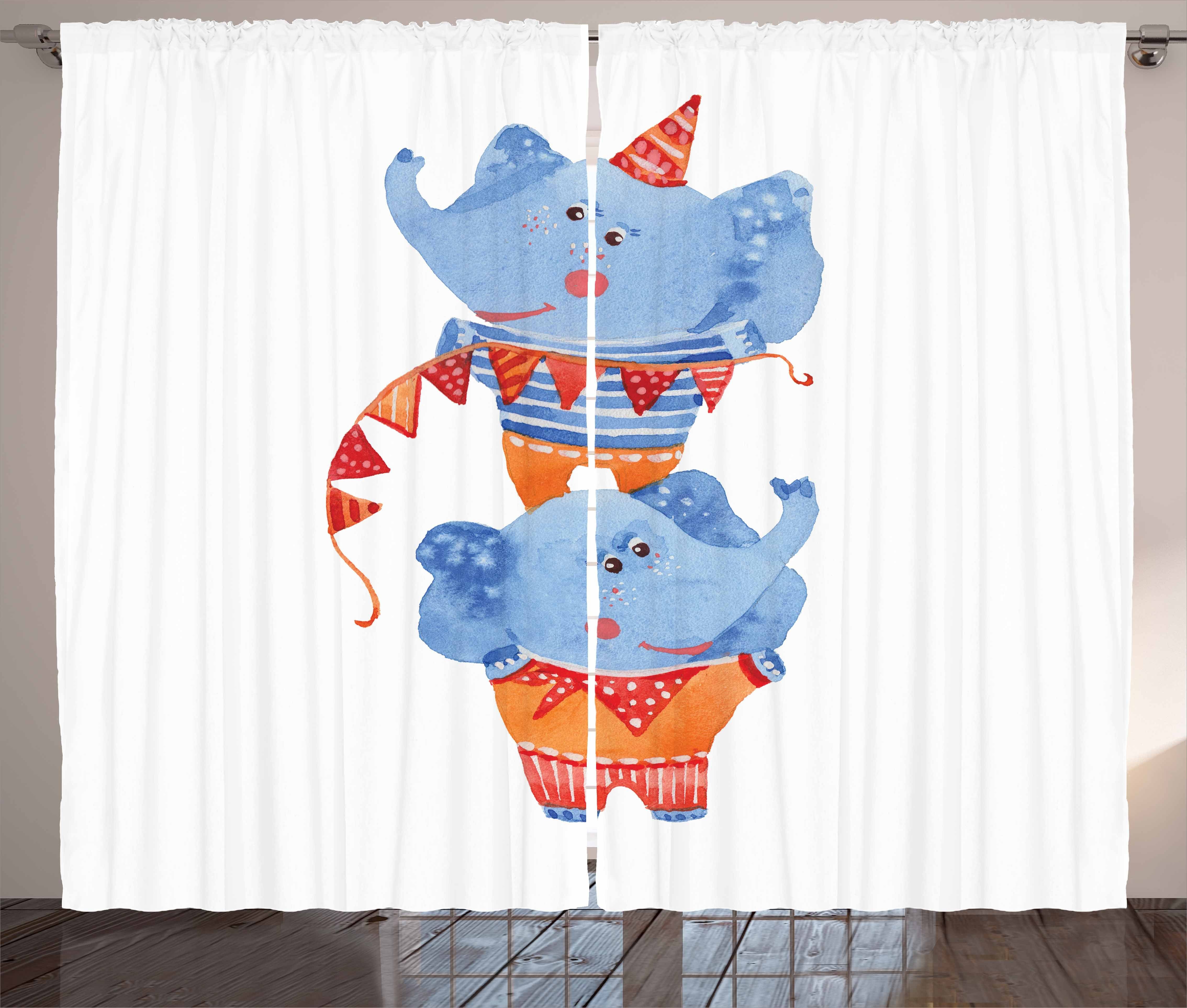 Gardine Schlafzimmer Kräuselband Vorhang mit Schlaufen und Haken, Abakuhaus, Aquarell Elephant Circus Tier