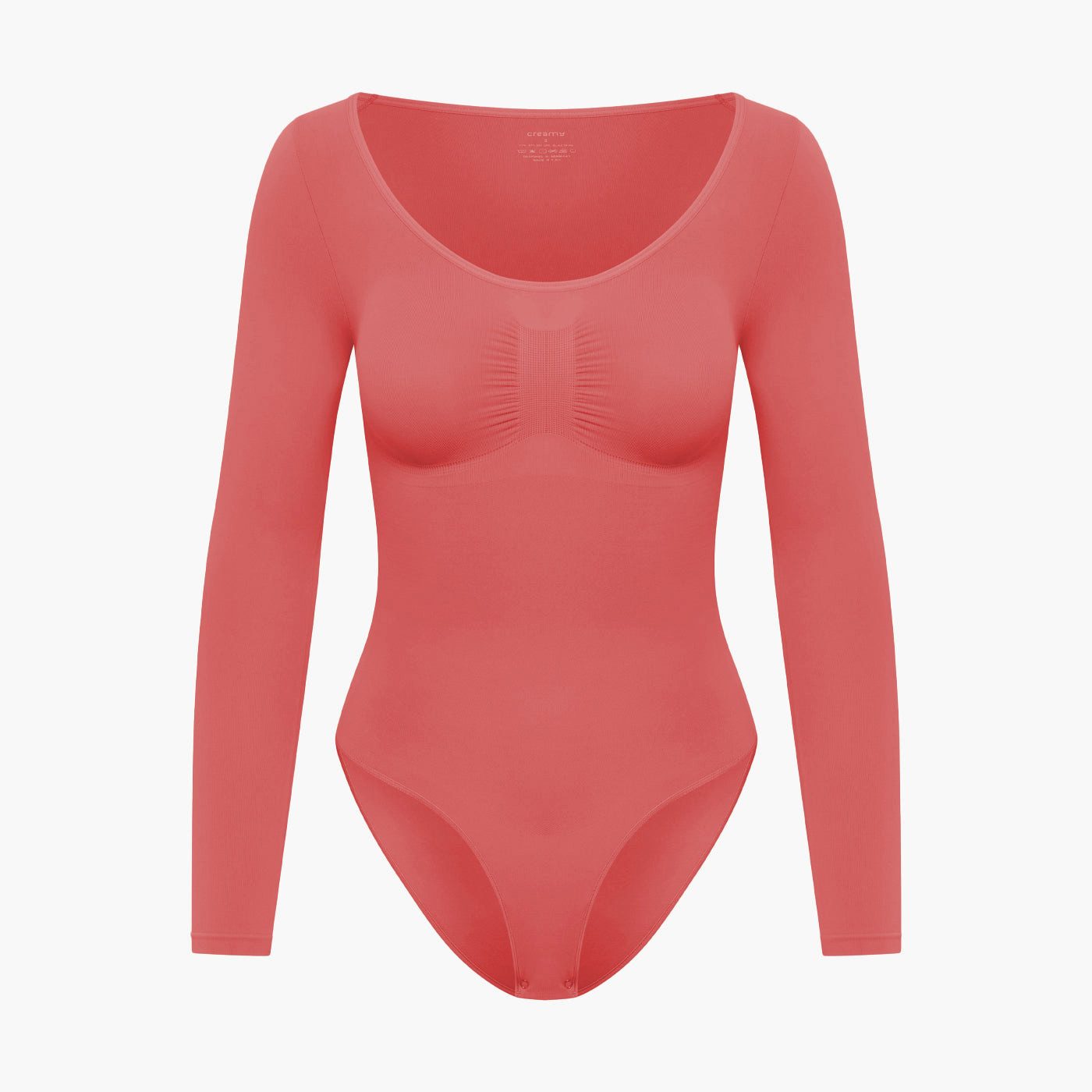 cfab by creamy fabrics Miederbody Bodysuit Sculpting Shapewear Longsleeve mit Slip-Coral-5XL (1-tlg) Figurformend