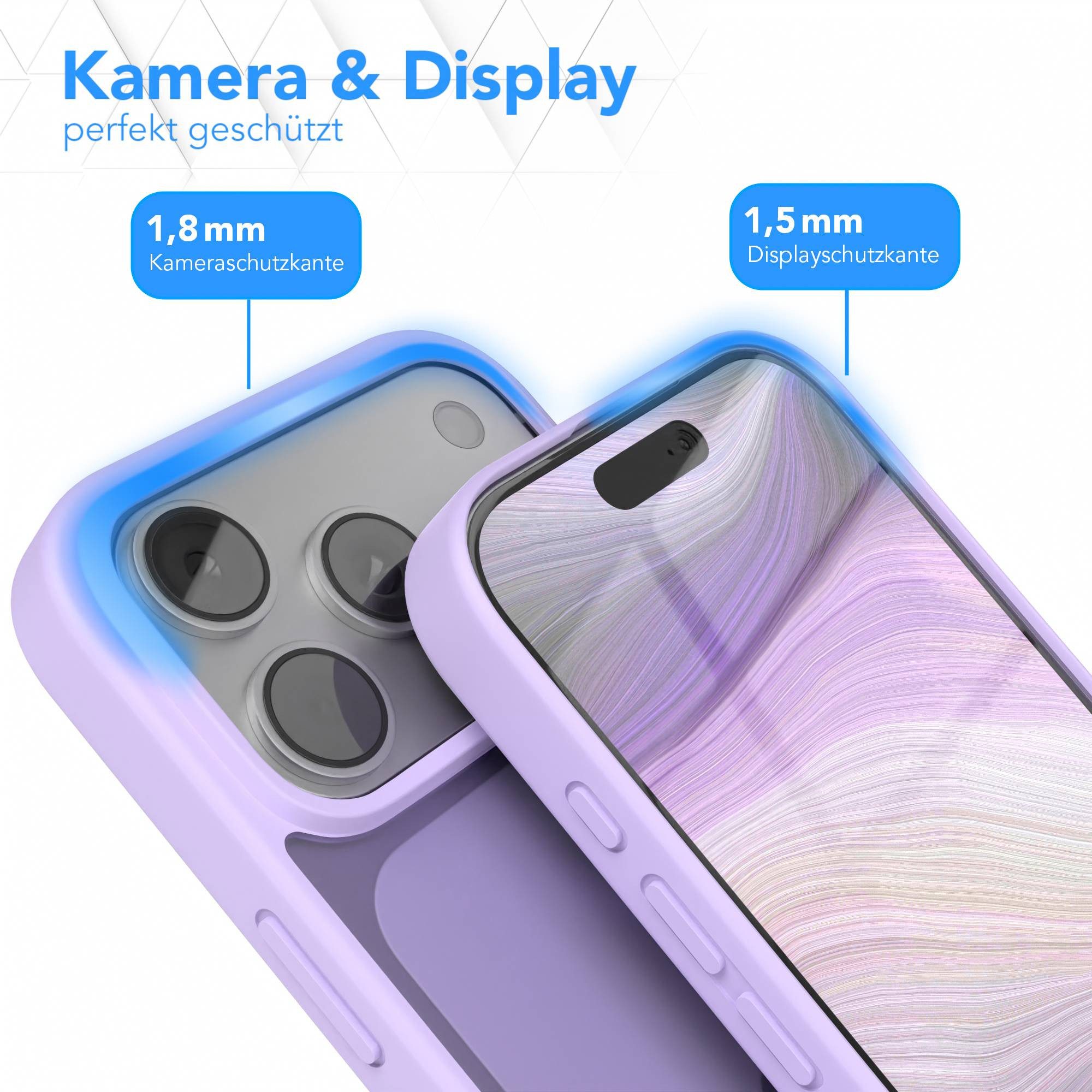 EAZY CASE Handyhülle Outdoor Case für Apple iPhone 17 Pro 6,3 Zoll, Schutzhülle mit Kameraschutz Robust Schutzhülle stoßfest Lila Lavendel