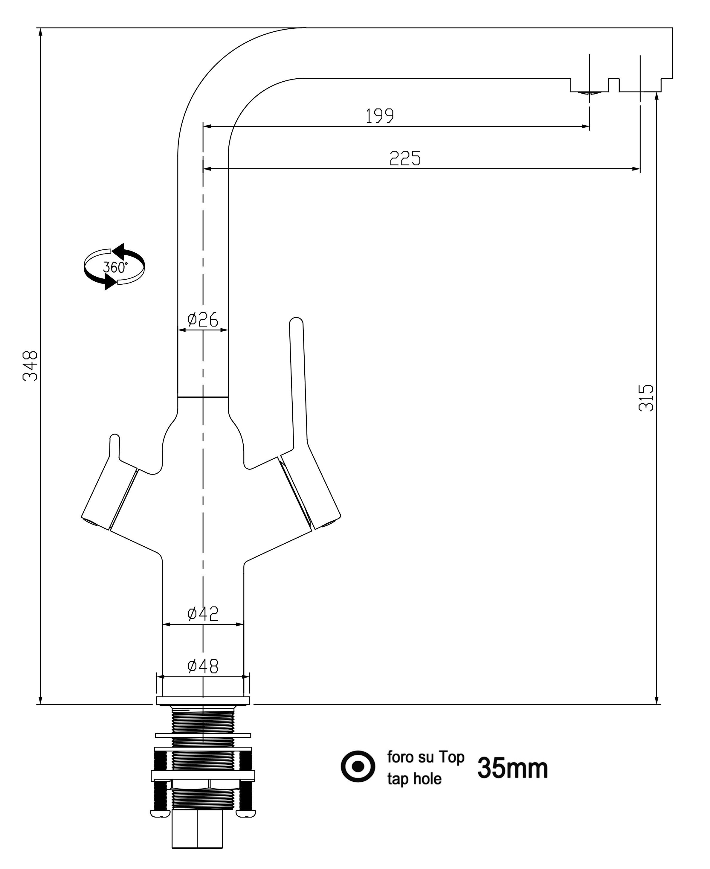 Küchenarmatur, Matt Schwarz Matt, L-Auslauf Schwarz 3 VIZIO Küchenarmatur Hochdruck, mit schwenkbarem Wege Wege 360° 3