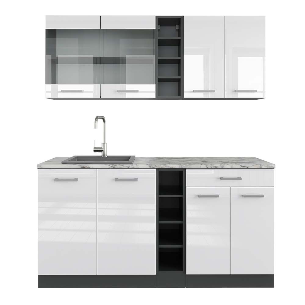 Vicco Küchenzeile R-Line, Bordeaux Hochglanz/Anthrazit, 240 günstig online kaufen