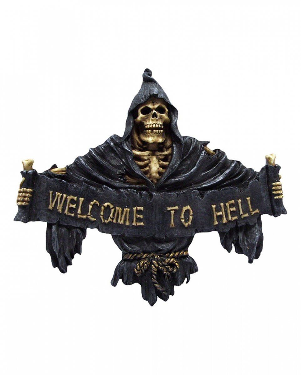 Horror-Shop Dekofigur Welcome to Hell Reaper Türschild