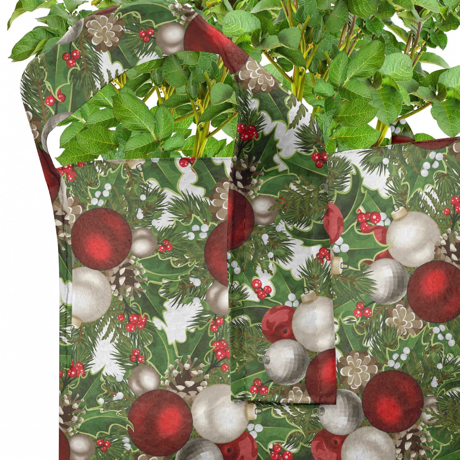 Abakuhaus Pflanzkübel hochleistungsfähig Stofftöpfe mit für Pflanzen, Alt Griffen Bälle Weihnachten Holly