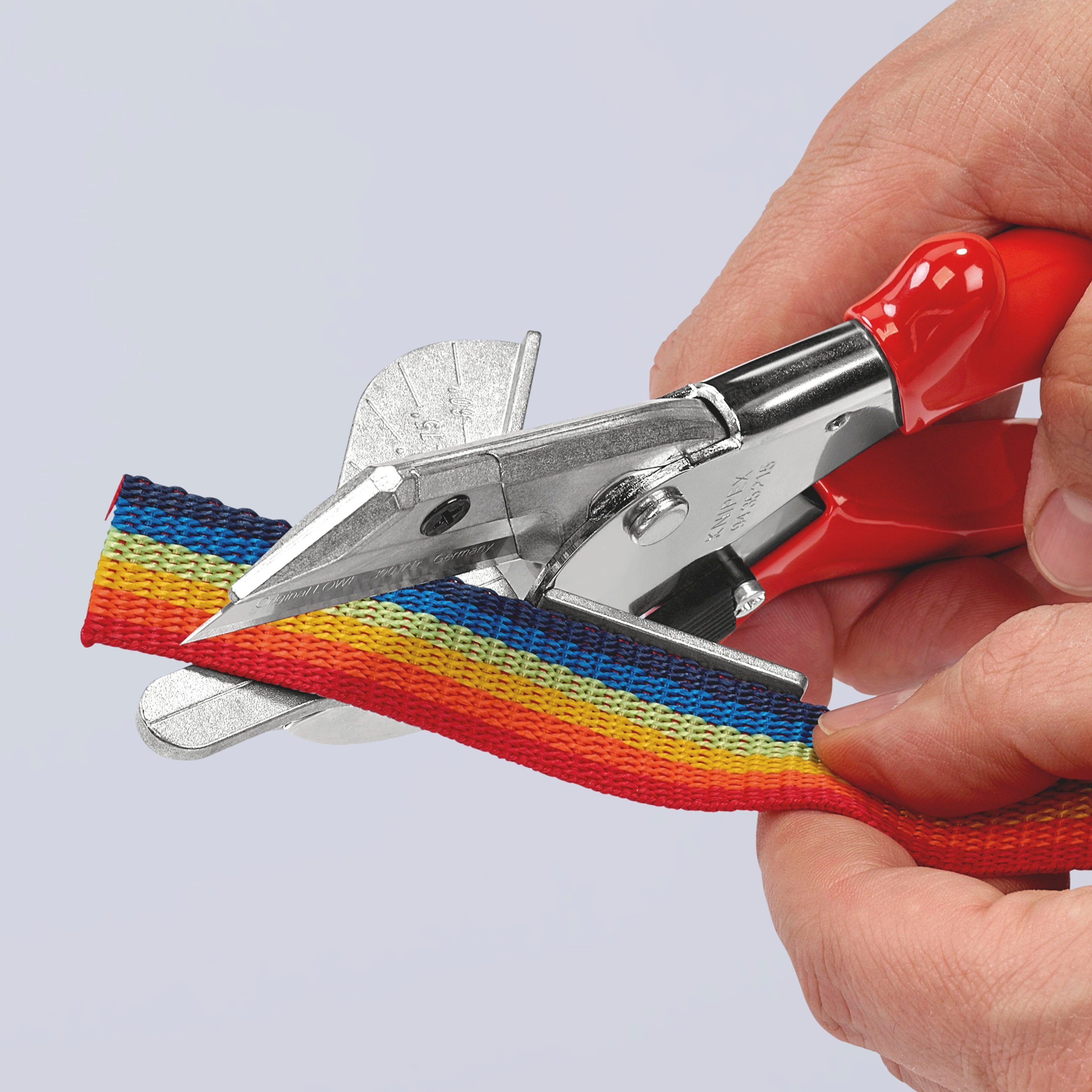 Knipex Elektrikerschere Gummiprofile, 35 für verchromt, mit mm 215 Kunststoff-Hüllen Gehrungsschere EAN 94 Kunststoff- 215 und