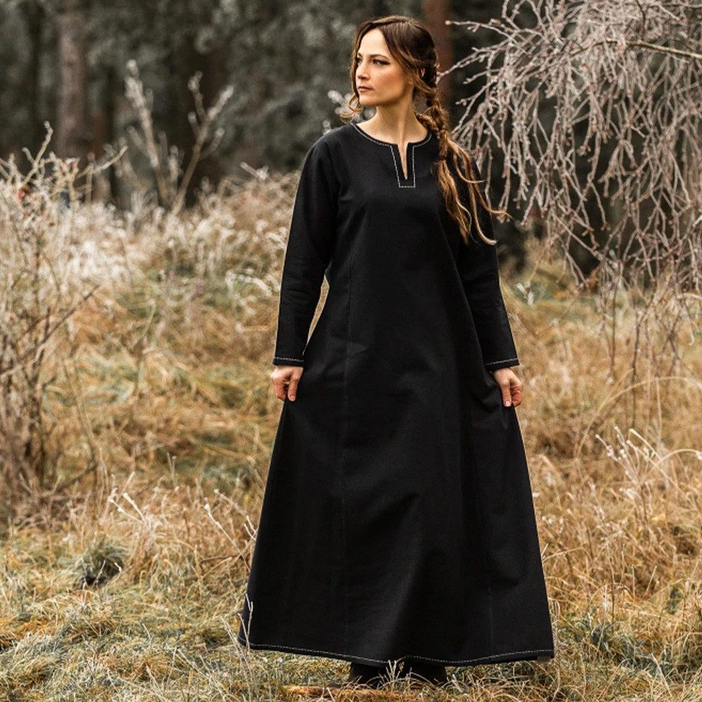 Leonardo Carbone Burgfräulein-Kostüm Wikinger Unterkleid Schwarz "Helga"