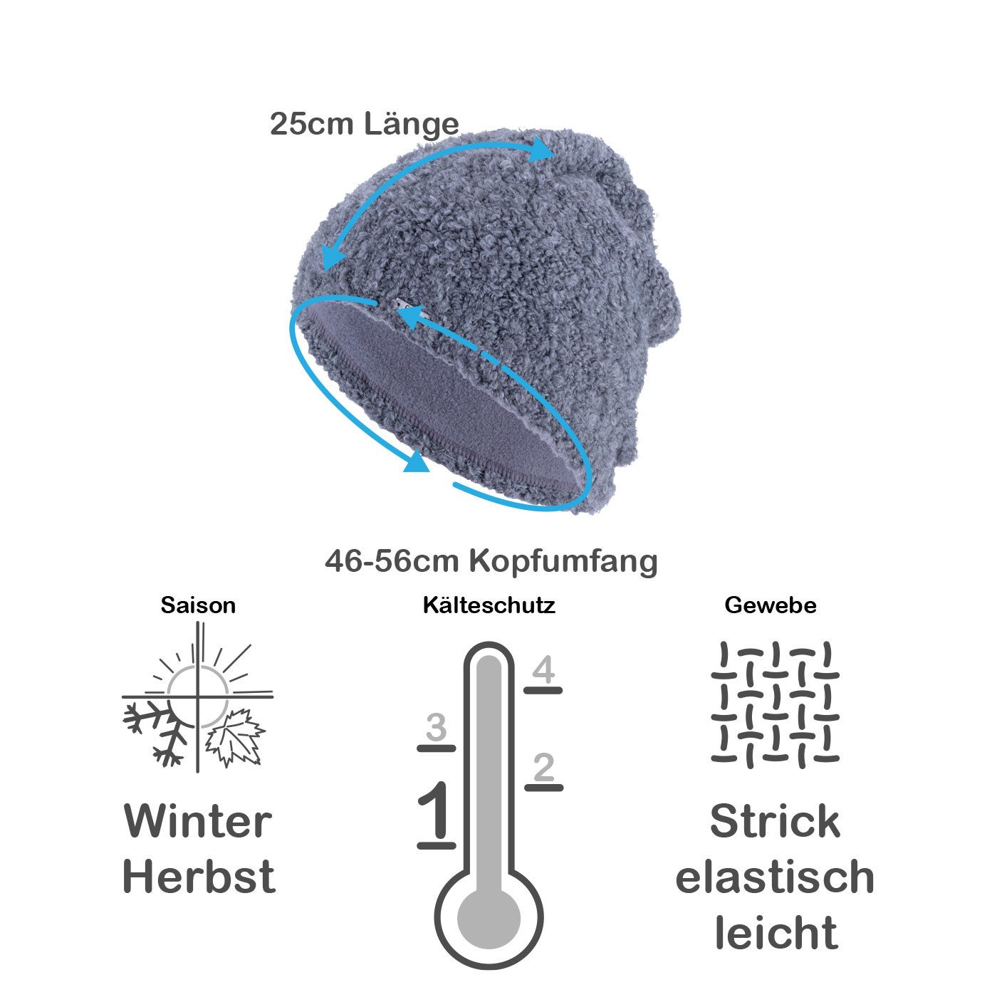 Faera Strickmütze (1-St) Damen Wintermütze gefüttert Grobstrick Fleecefutter Beanie