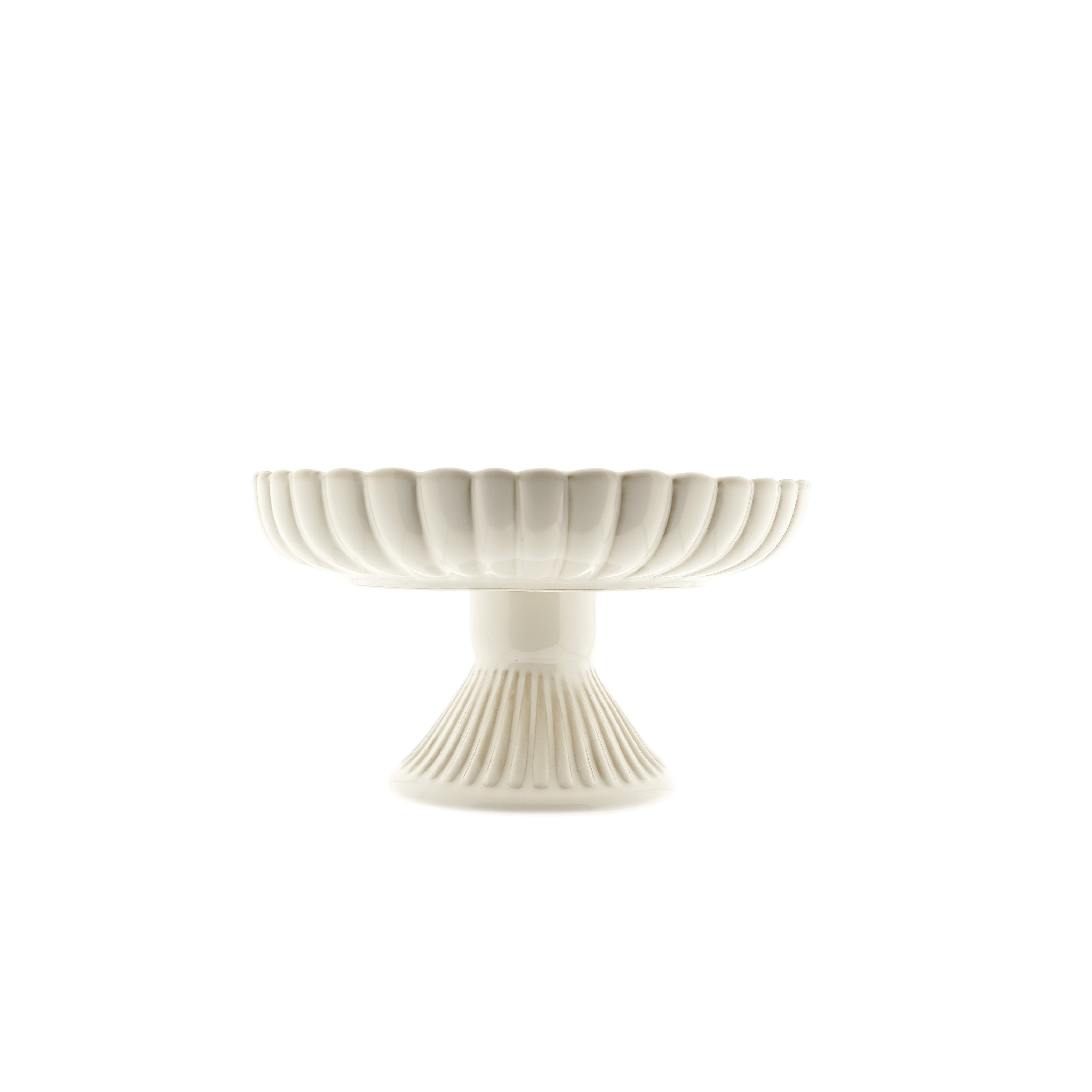 Almina Servierschale Bloomy Servierschale ø24 cm, mit Fuß & floraler Struktur, Porzellan, (1-tlg)