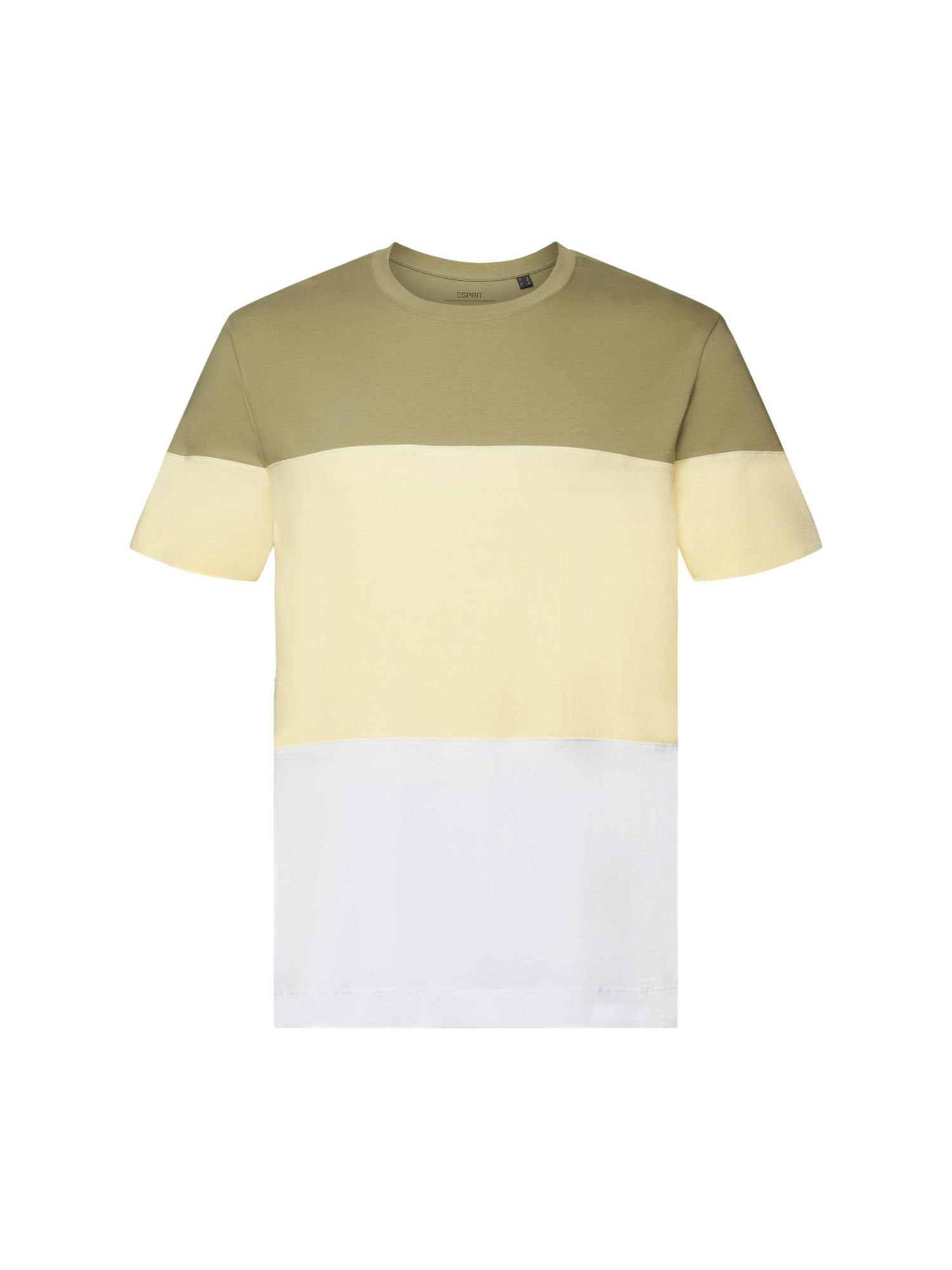 Esprit Collection T-Shirt KHAKI Baumwolle 100 % LIGHT (1-tlg) Colourblock-T-Shirt