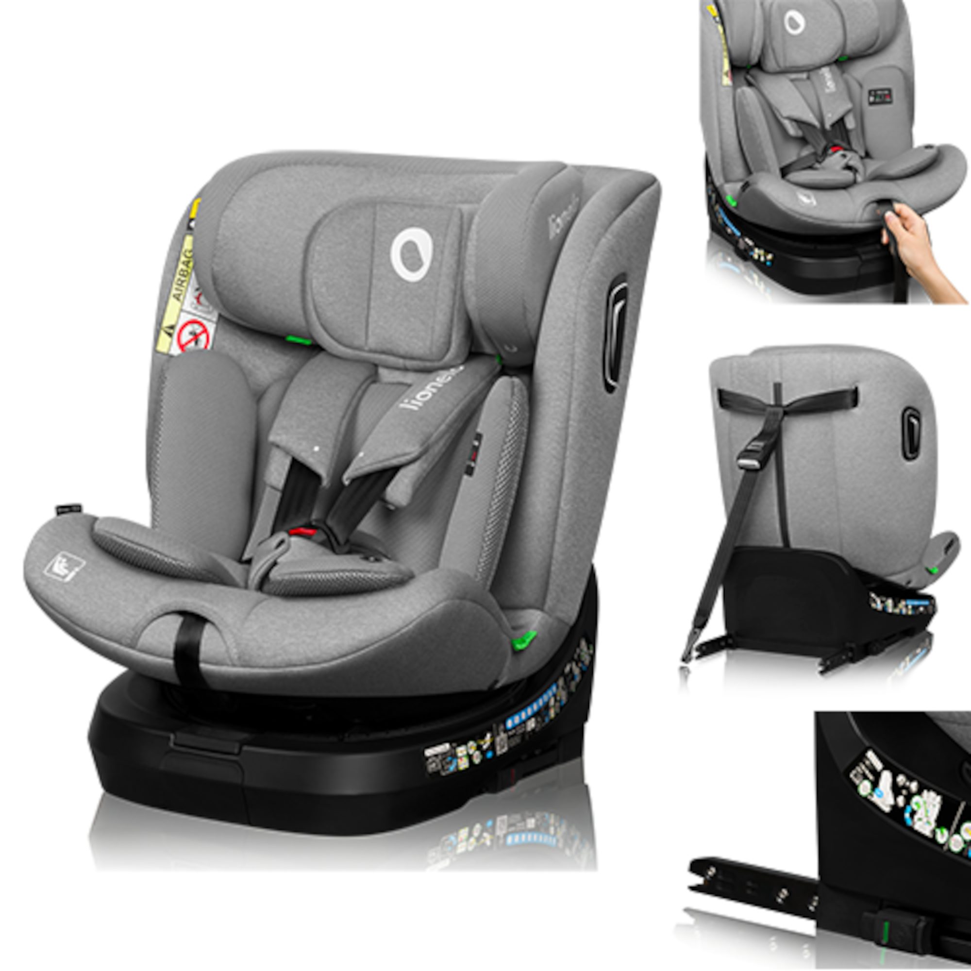 lionelo Autokindersitz BRAVE I-SIZE, ab: ab Geburt, bis: bis 12 Jahren, ab: 3,00 kg, bis: 36,00 kg, (Set), 4in1 - ab Geburt bis 12 Jahre ! /i-Size/ISOFIX+TopTether/360° Drehbar