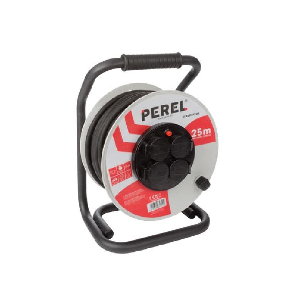 PEREL Perel Professionelle Kabeltrommel, spritzwassergeschützt (IP44), 4 Ste Verlängerungskabel