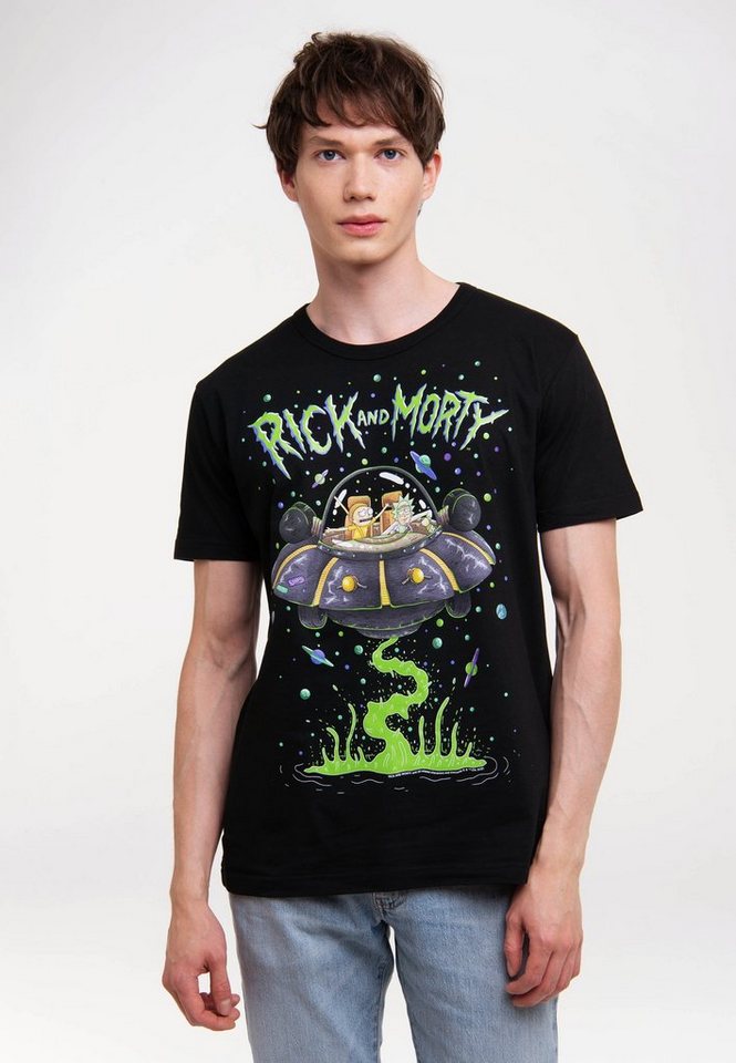 LOGOSHIRT T-Shirt Rick & Morty - Raumschiff mit lizenziertem Print, Aus  reiner Baumwolle in authentischem Design gefertigt