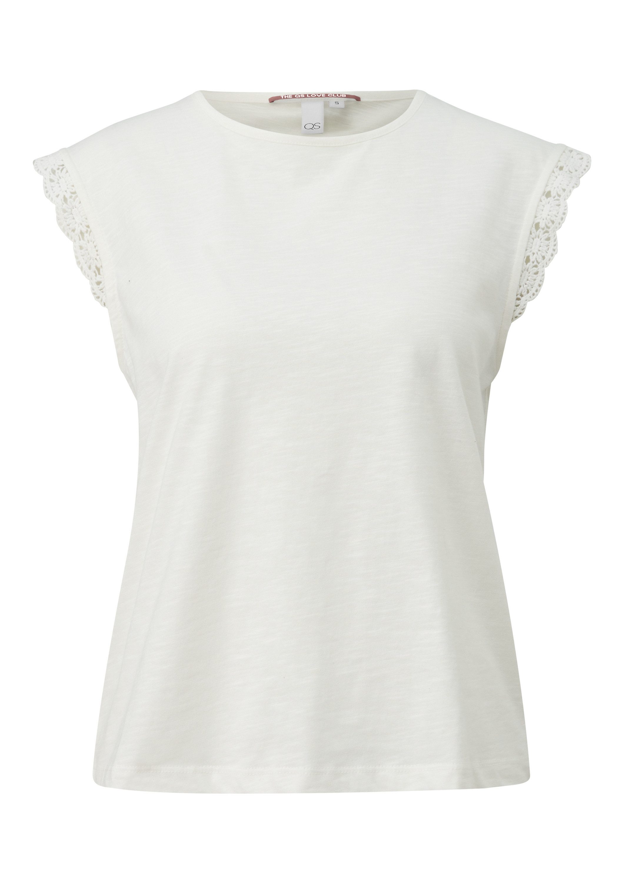 QS Kurzarmshirt T-Shirt Top mit Spitze