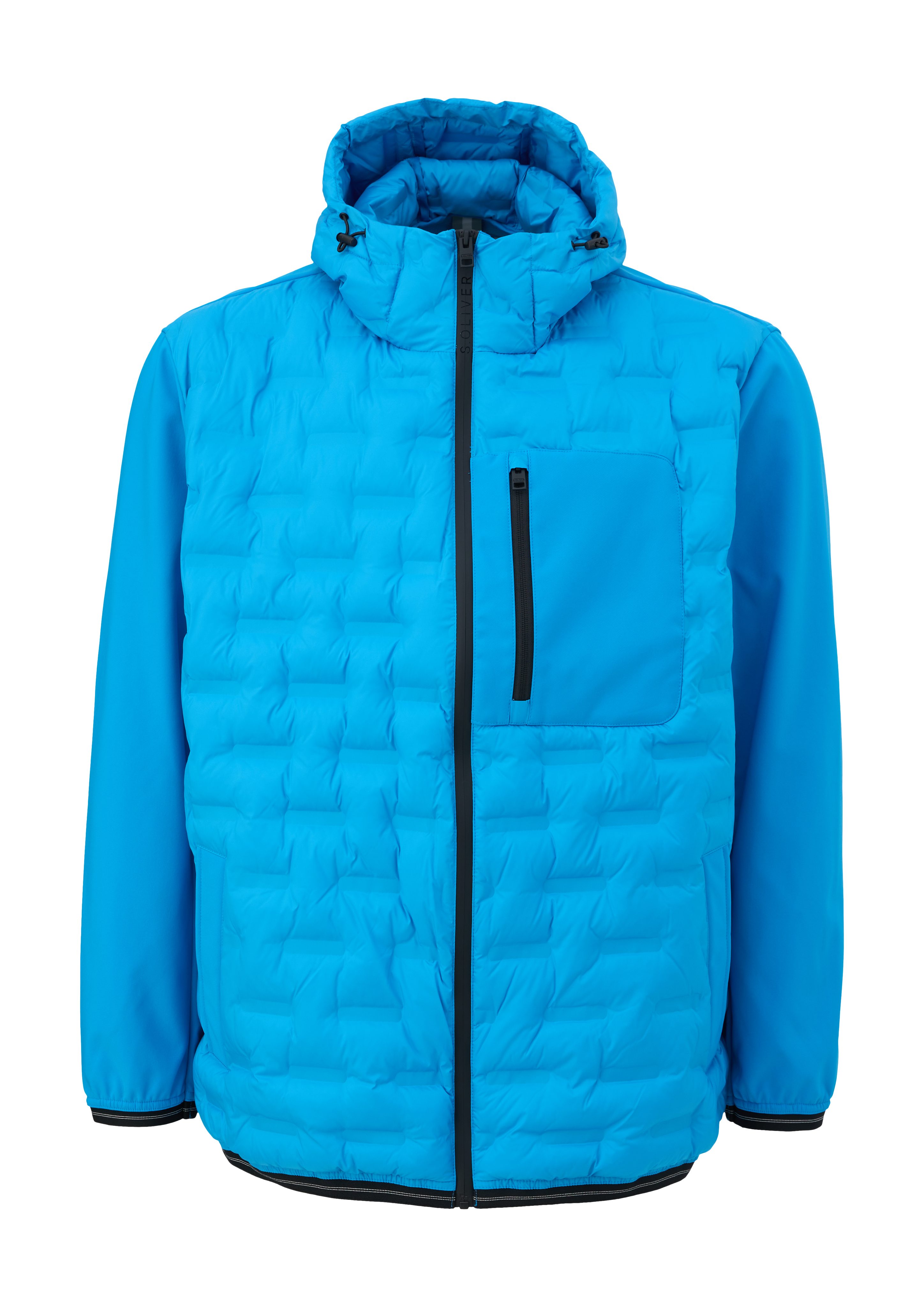 s.Oliver Applikation, Fabricmix Outdoorjacke Durchzugkordel Softshelljacke türkis im