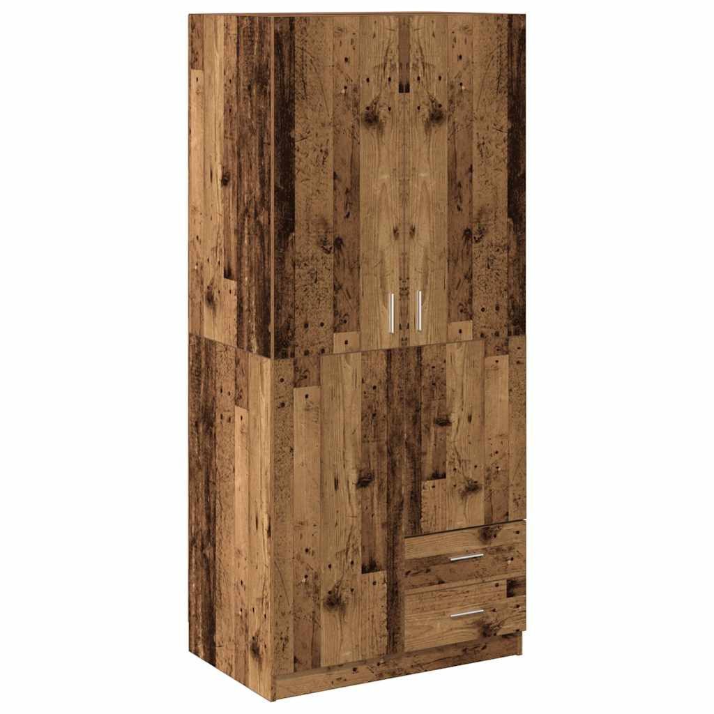 vidaXL Kleiderschrank Kleiderschrank Altholz-Optik 80x52x180 cm Holzwerkstoff