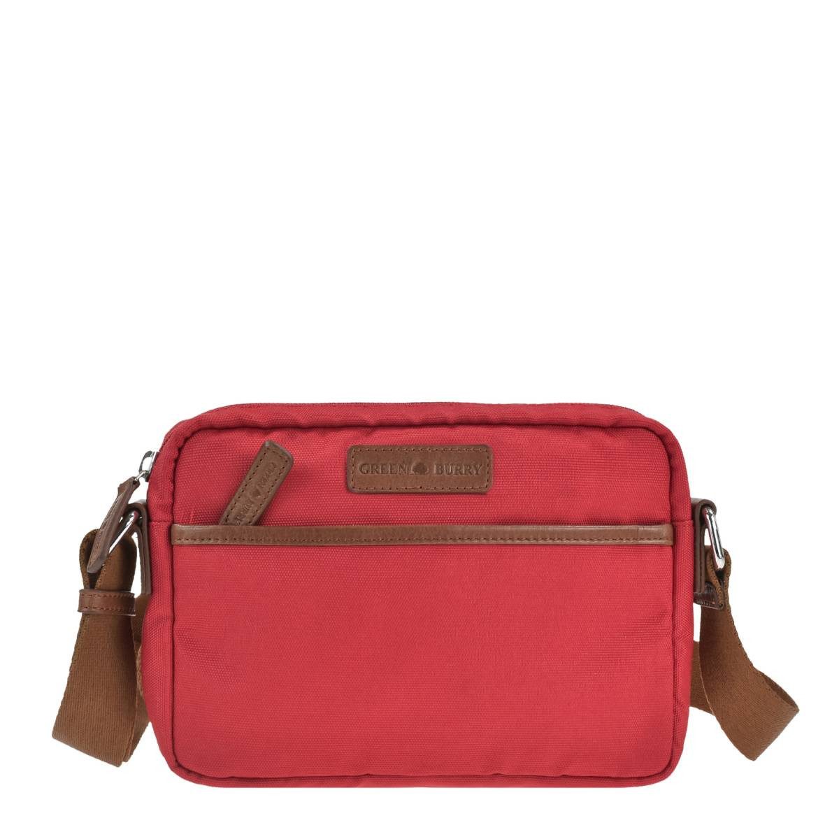 Greenburry Umhängetasche "Madeleine" Nylon Crossbag 24x16cm kleine Crossover Tasche, leicht, kompakt, praktisch, langer Gurt, rot