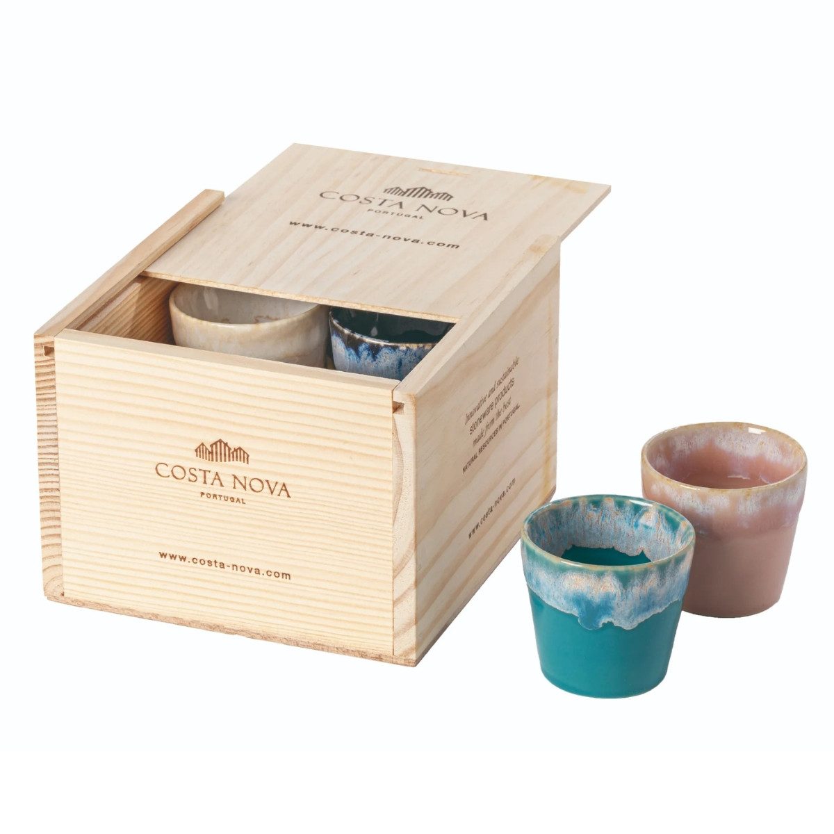 Costa Nova Espressotasse Grespresso Mehrfarbig, Holz-Geschenkbox, Costa Nova, 8-tlg., Keramik, 6,5 x 5,8 cm, 7 cl