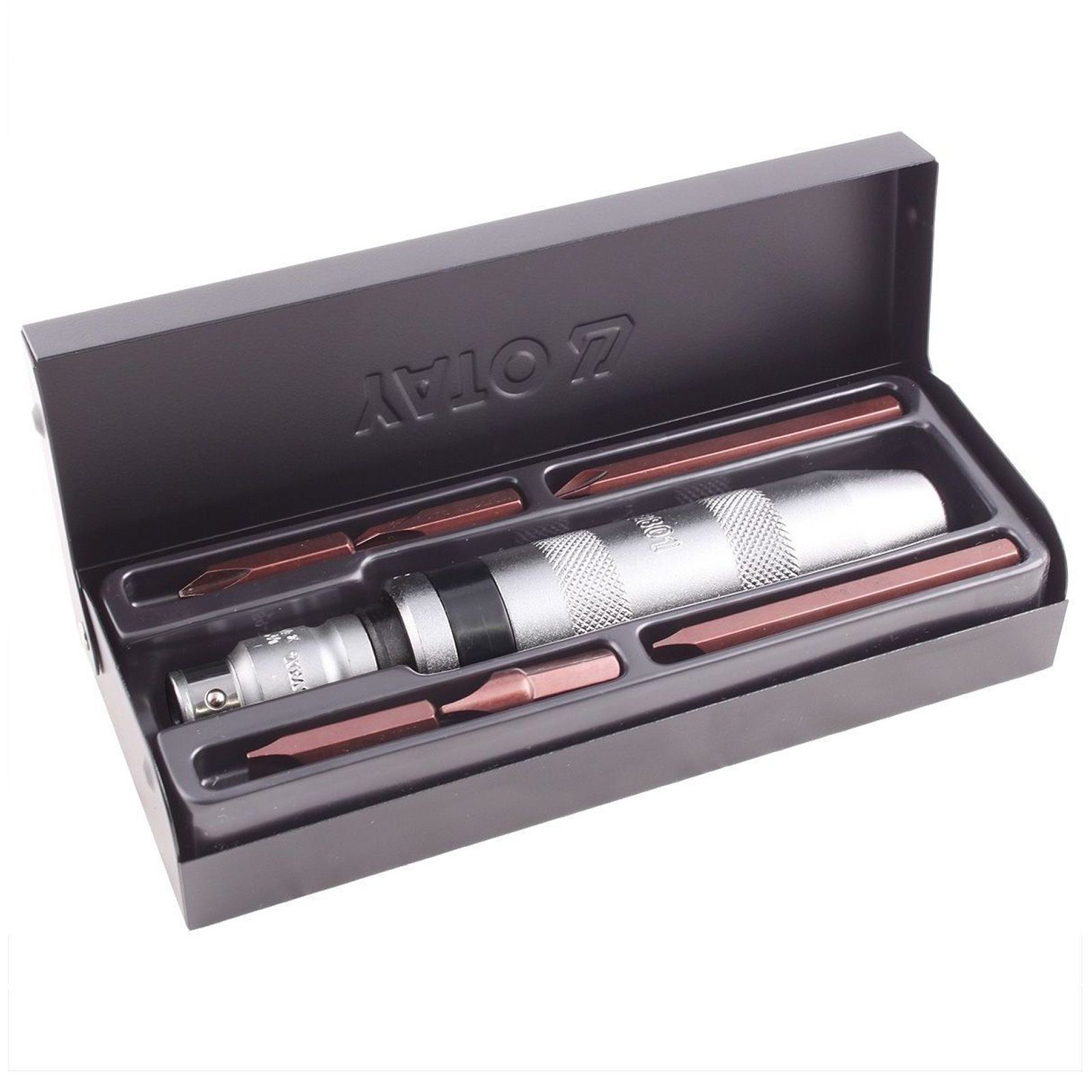 Yato Schraubendreher Schlagschrauber 1, 2 Zoll mit 6 Bits YT-2801, (7 tlg)