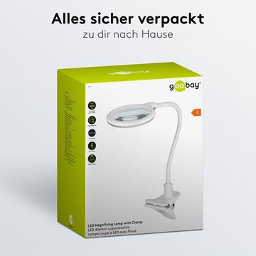 Goobay Lupenlampe 6 W LED-Lupenleuchte mit Klemme, SMD LED, kaltweiß, 6500 K, Lupe mit 3 Dioptrien, 1,75-fache Vergrößerung