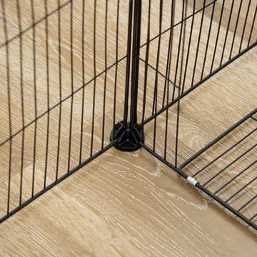 PawHut Kleintierkäfig DIY Kleintiergehege, Freilaufgehege aus Stahlgitter Schwarz, 175L x 70B x 45H cm