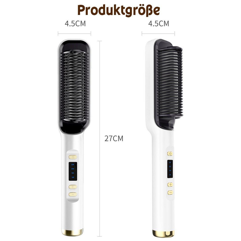 feinlux Haarbürsten-Set Haarglättungskamm für Frauen, Packung, 2-in-1 Glätten und Locken Hitzeschutz-Kammzähne