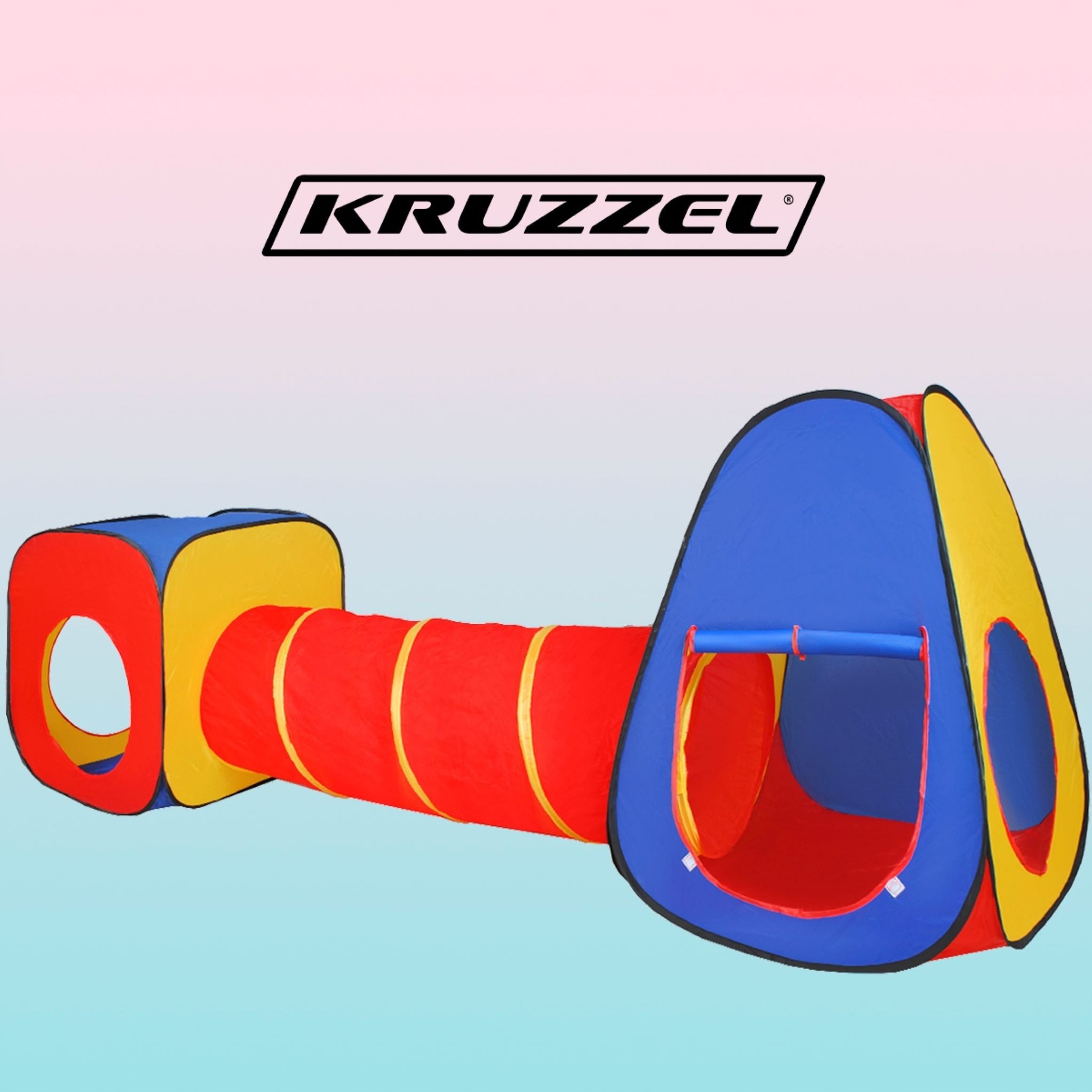 KRUZZEL Tipi-Zelt 3-in-1 Kinderzelt Tipi Wigwam Spielhaus + Tunnel