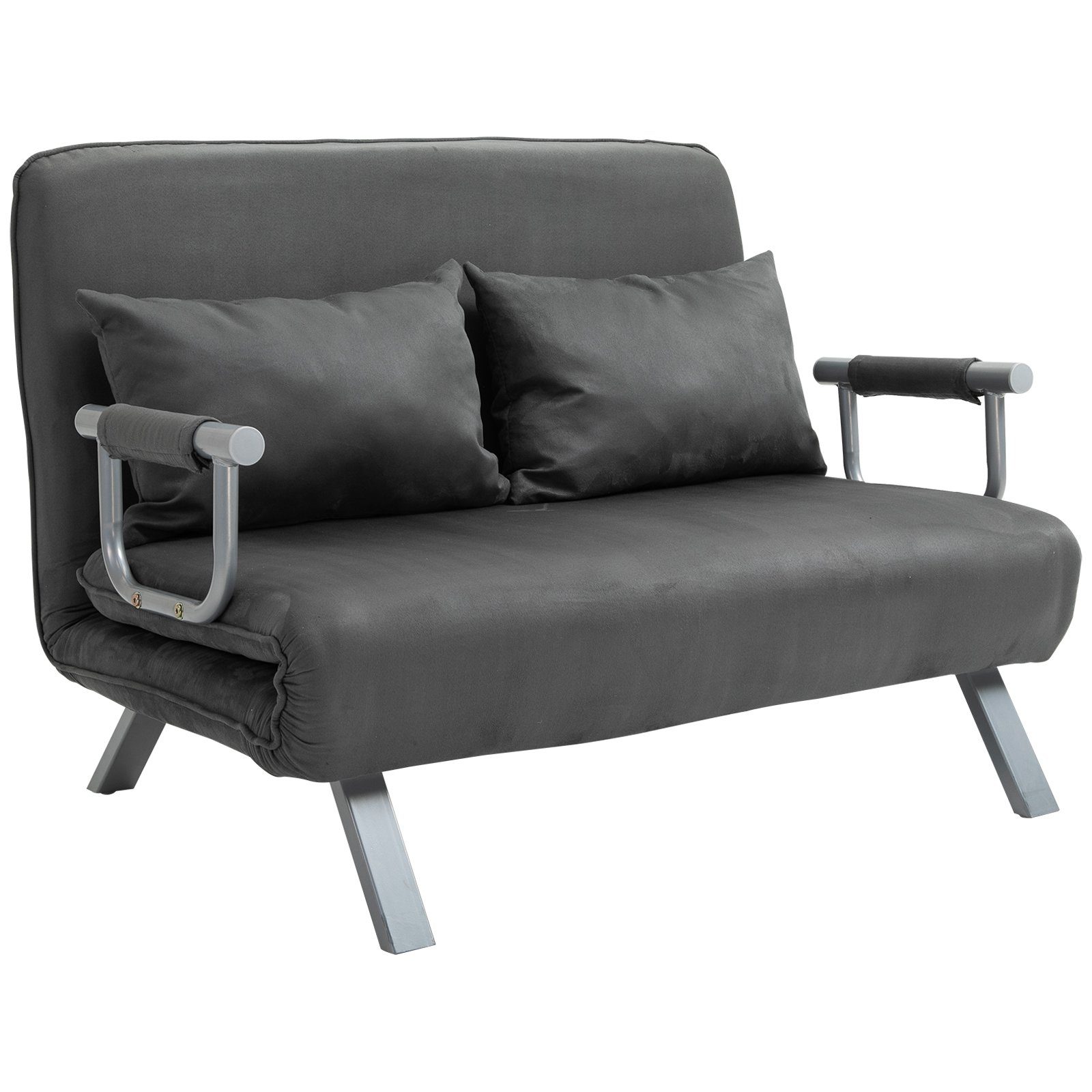 Gästebett Set Schlafsofa Chaiselongue 1 Klappbett Teile, 3-in-1 HOMCOM Doppelsofa, Grau Schlafsessel