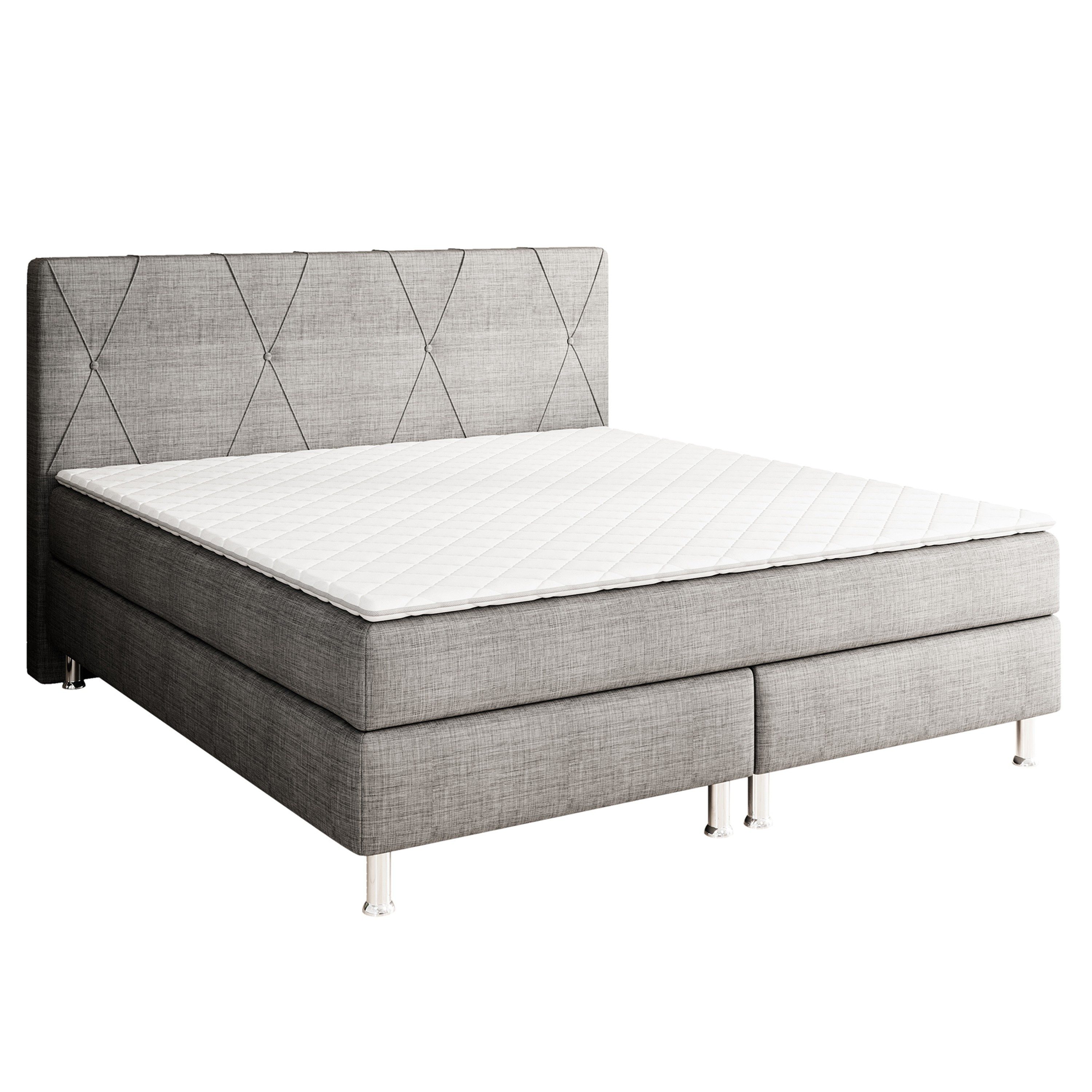 inter Boxspringbett T1 180x200 cm 7-Zonen-Taschenfederkern H3 Matratzen inkl. Topper, inkl. Matratzen und Topper