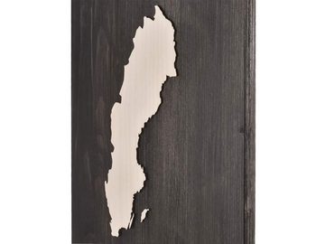 Raumzutaten Holzbild Skandinavien, Silhouette von Schweden, Wandbild 30x80cm, skandinavisch