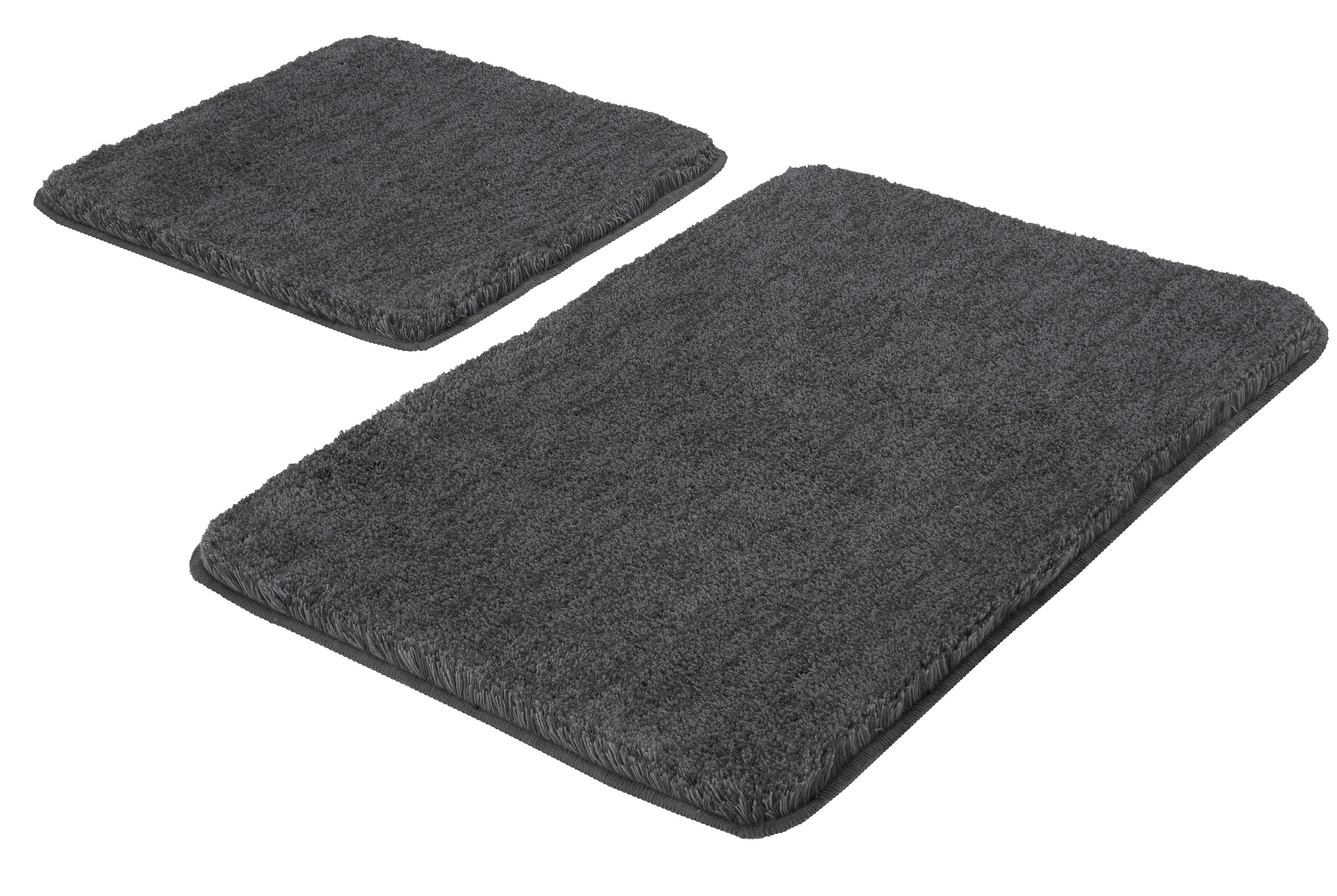 Kleine Wolke Badematte RELAX, Höhe 30 mm, rutschhemmend beschichtet, fußbodenheizungsgeeignet, Polyacryl, quadratisch, 2er-Set 50x50 cm / 55x85 cm, Badteppich, Uni Farben, rechteckig, rund & als Set erhältlich