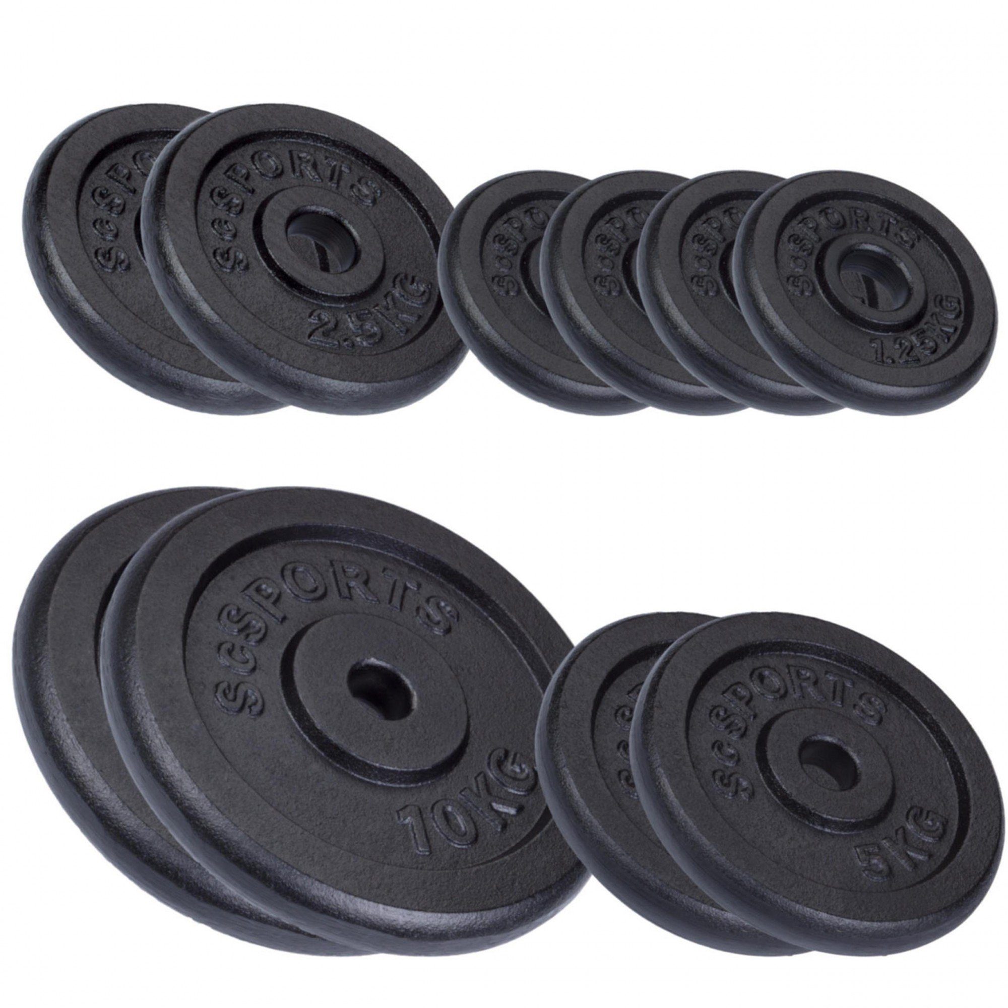 Gewichte, Gusseisen Gewichtsscheiben Hantelscheiben 40 (10002531-tlg) ScSPORTS® kg Set 30/31mm