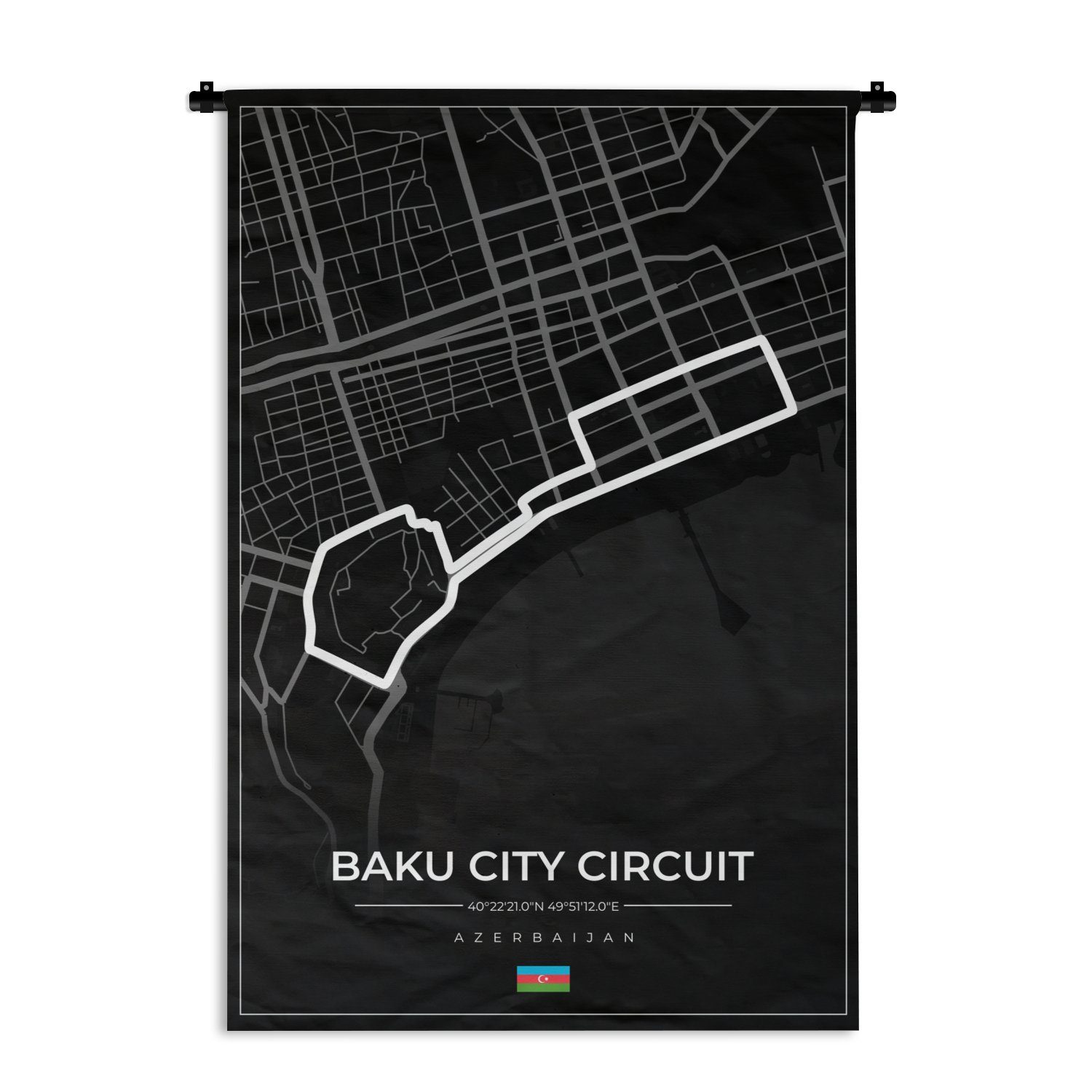 MuchoWow Wanddekoobjekt Rennstrecke - Rundkurs - F1 - Baku City Circuit - Aserbaidschan -, Wanddeko für Wohnzimmer, Schlafzimmer, Kleid, Wandbehang, Kinderzimmer