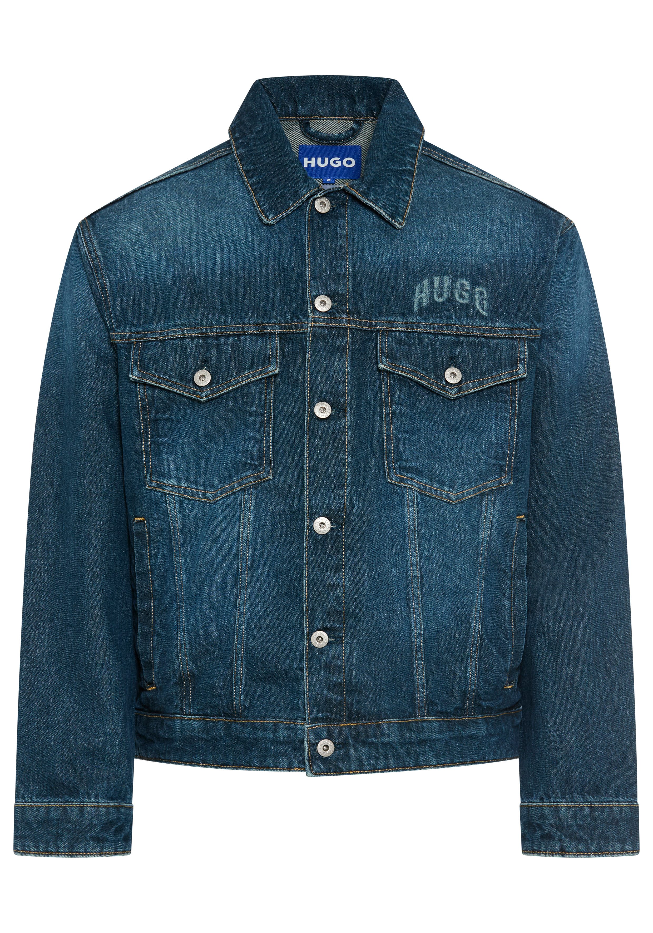 HUGO Jeansjacke Dex Regular Fit, Used-Effekte