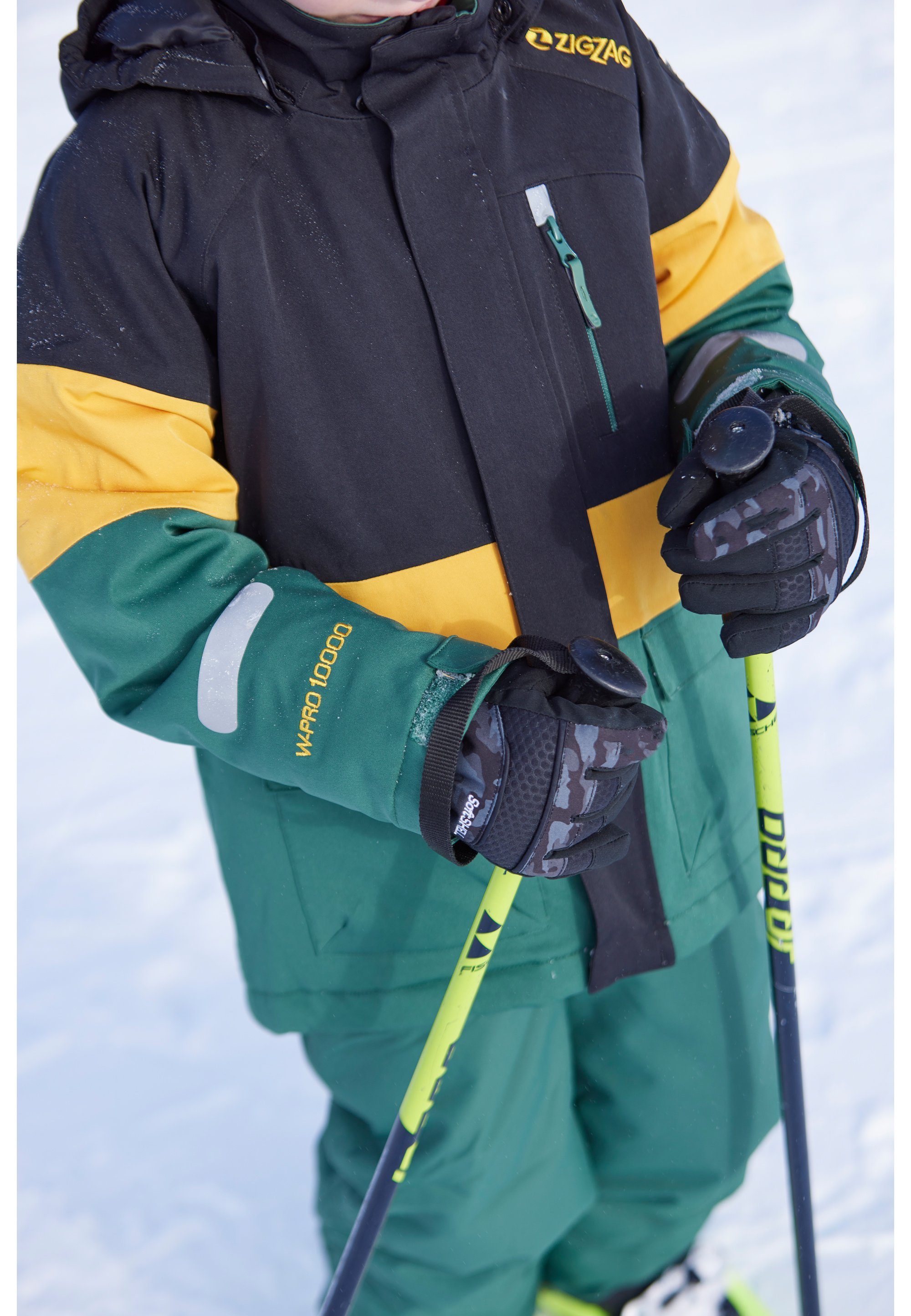 ZIGZAG Skijacke Taylora mit wind- TPU-Membran dunkelgrün und wasserdichter