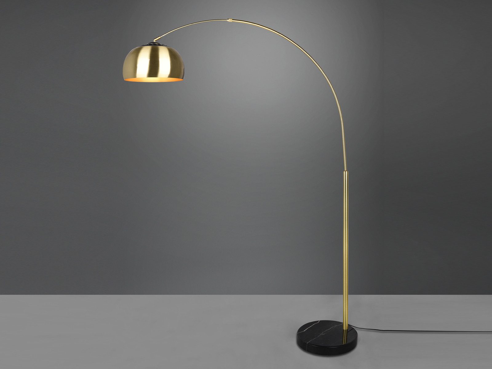 TRIO Leuchten LED Bogenlampe, Dimmfunktion, LED wechselbar, Warmweiß, große Ausladung, XXL Bogen-stehlampe gold-en ge-bogen, Höhe 200cm