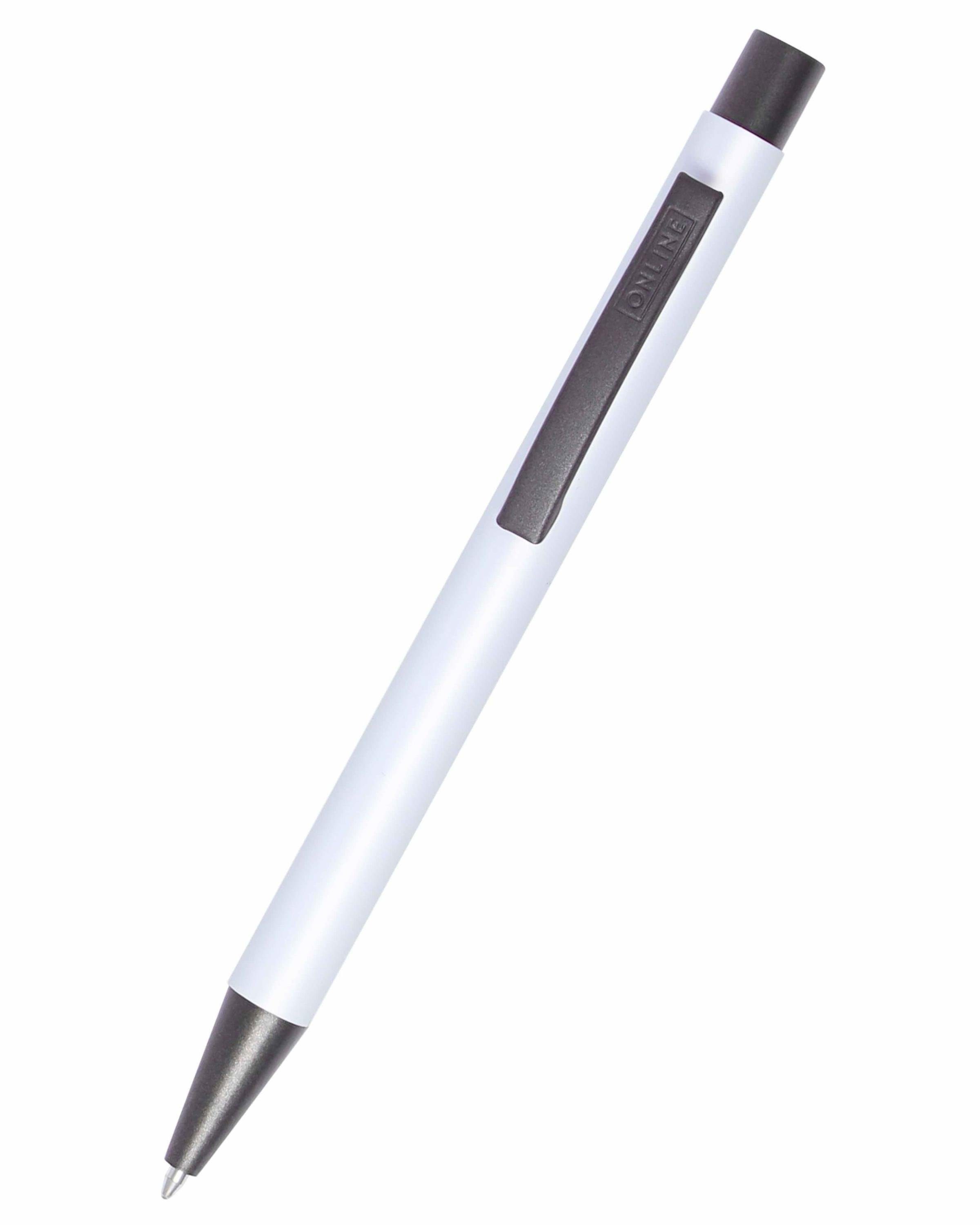 Online Pen Kugelschreiber Soft Metal Druckkugelschreiber, aus Aluminium, mit Softtouch-Feeling Pure White