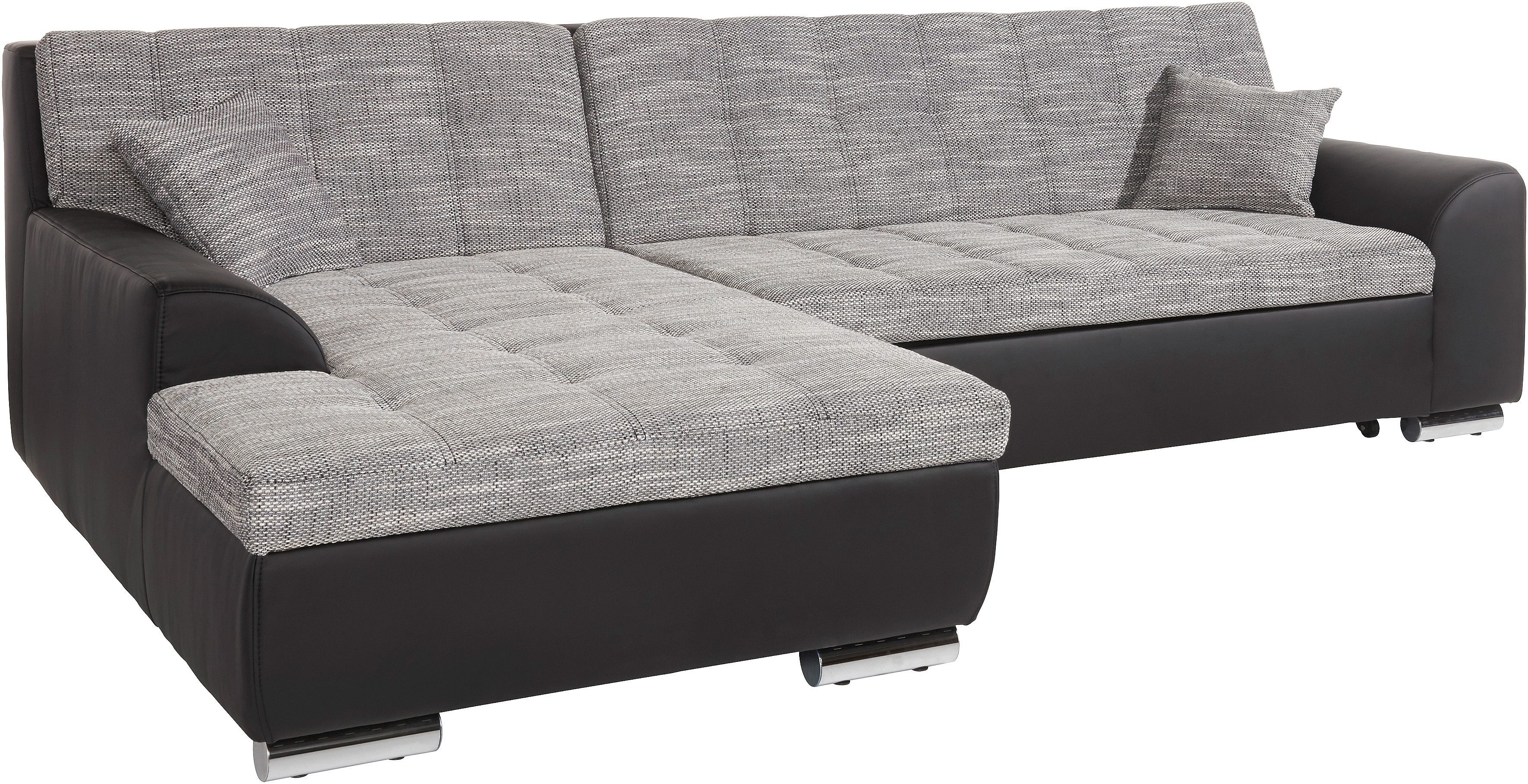 DOMO collection Ecksofa Treviso viele Bezüge, auch in Cord, L-Form, B/T/H: 267/80/83 cm, wahlw. mit Bettfunktion, inkl. Zierkissen, Unser Dauertiefpreis