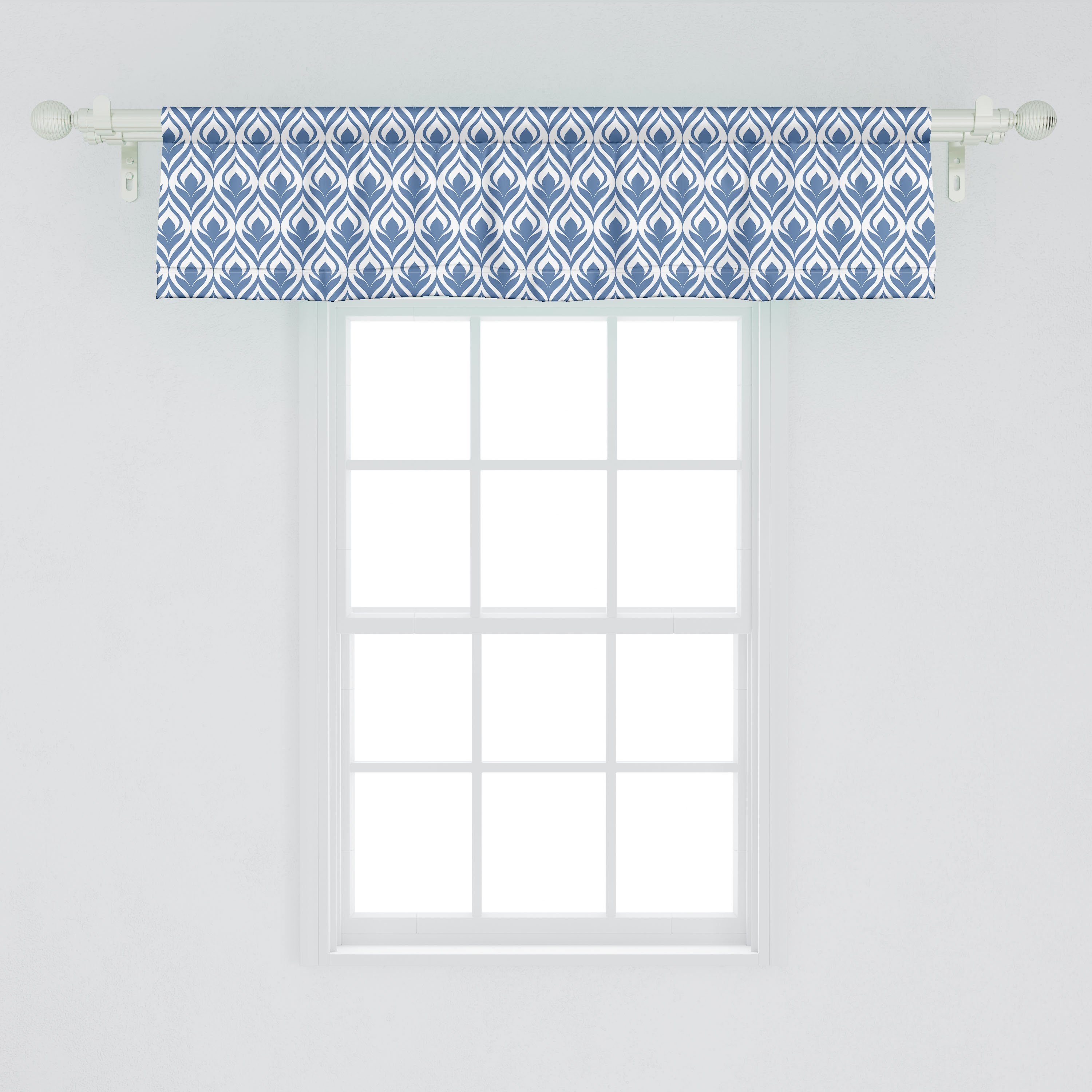 Scheibengardine Vorhang Volant für Küche Oriental Tulip-Blumen-Kunst Abakuhaus, Stangentasche, Schlafzimmer Dekor Ethnisch Microfaser, mit