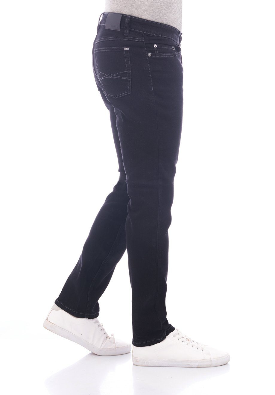 Black Stretch Slim Pipe Fit Paddock's Hose Night Slim-fit-Jeans Ranger (1219) mit Herren Denim Jeanshose