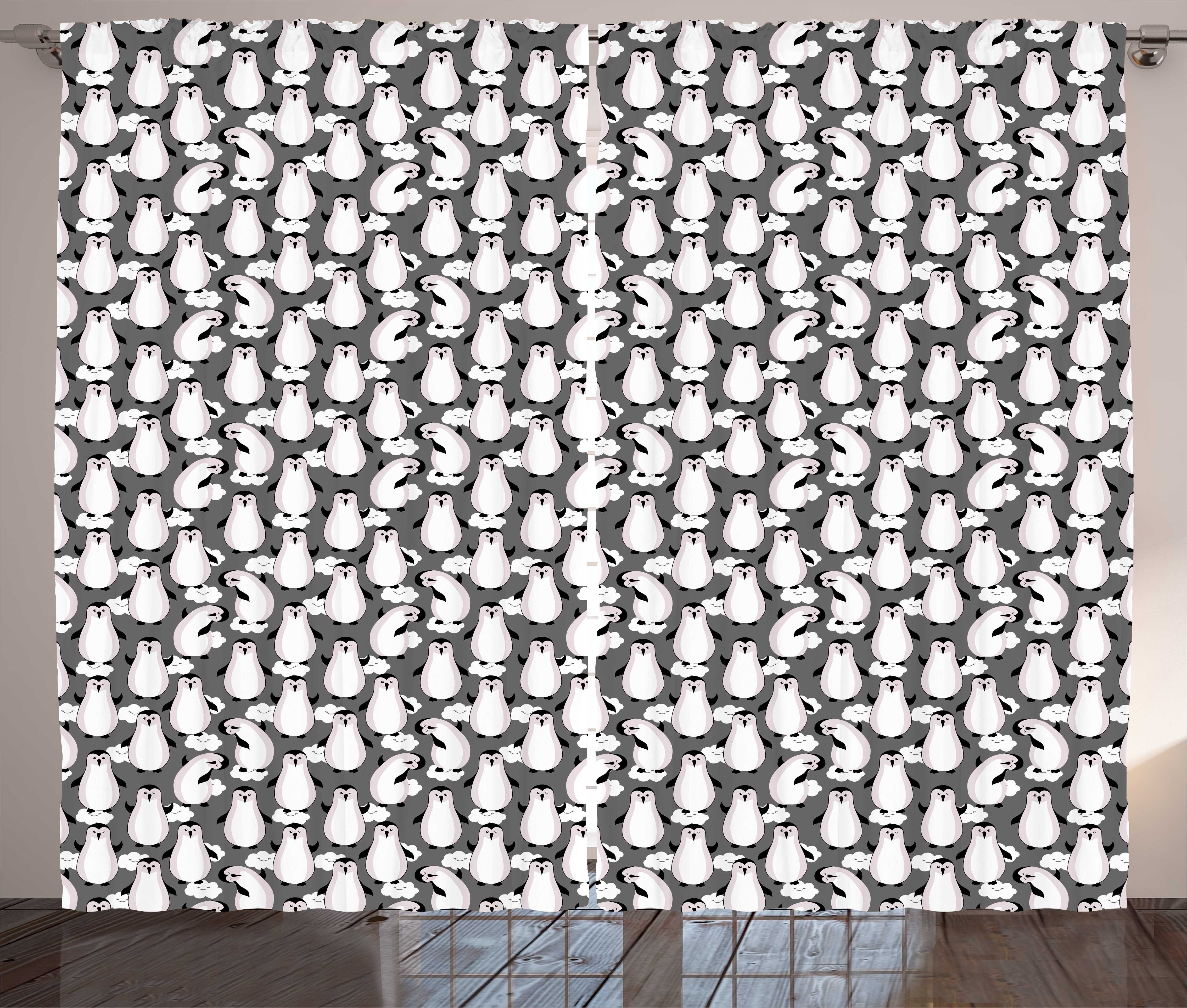 Kräuselband mit Gardine Pinguine Schlafzimmer Haken, Wolken Tier und und Abakuhaus, Vorhang Cartoon Schlaufen