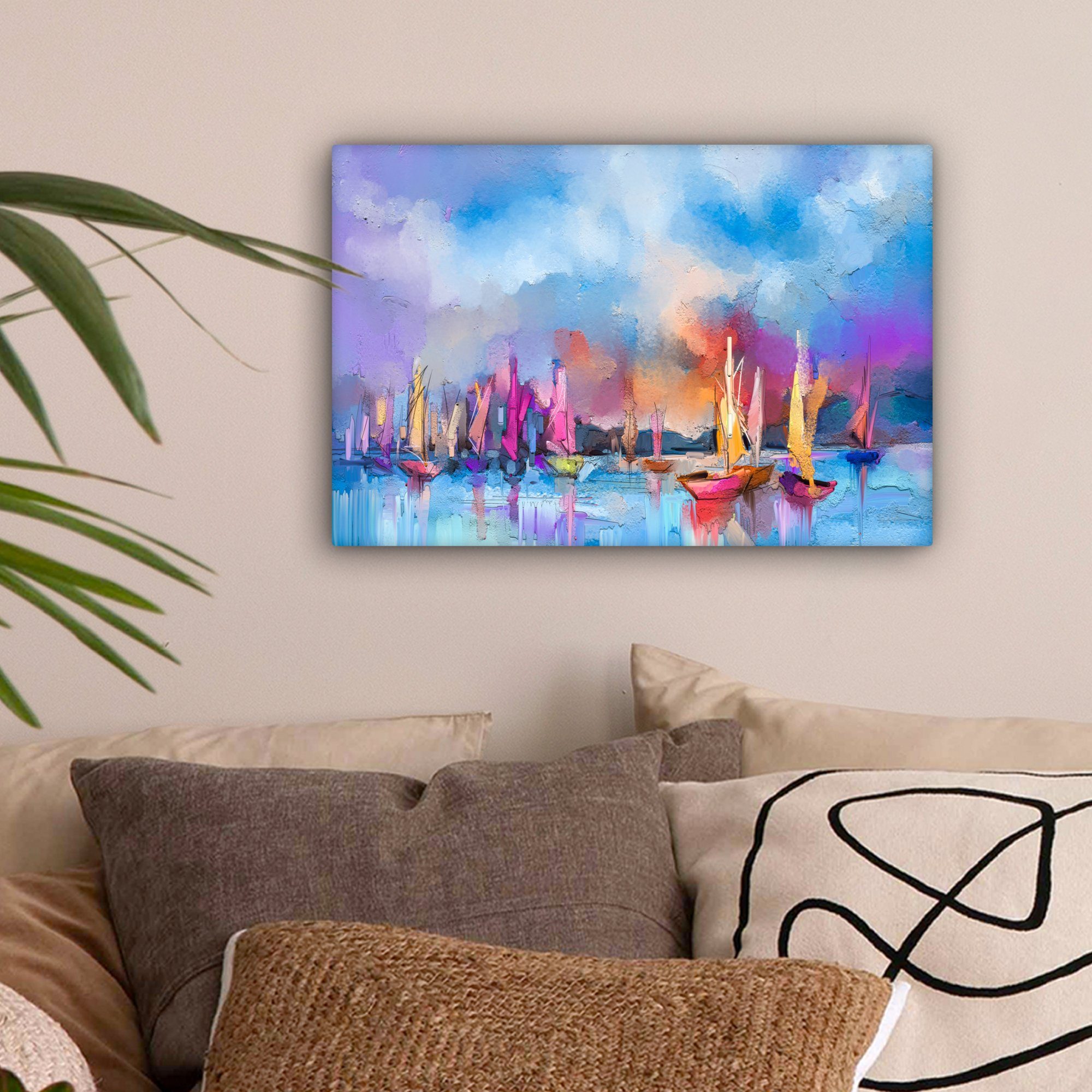 OneMillionCanvasses® Leinwandbild Malerei - Boote - günstig online kaufen