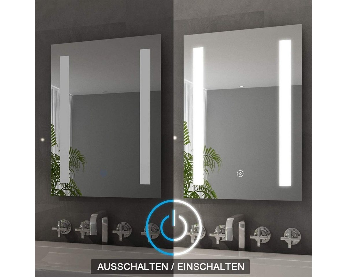Thumbnail - SONNI Badspiegel Badspiegel mit Beleuchtung 45 x 60 cm kaltweiß IP44 Energiesparend, Touch-Schalter Badezimmer Wandspieg...