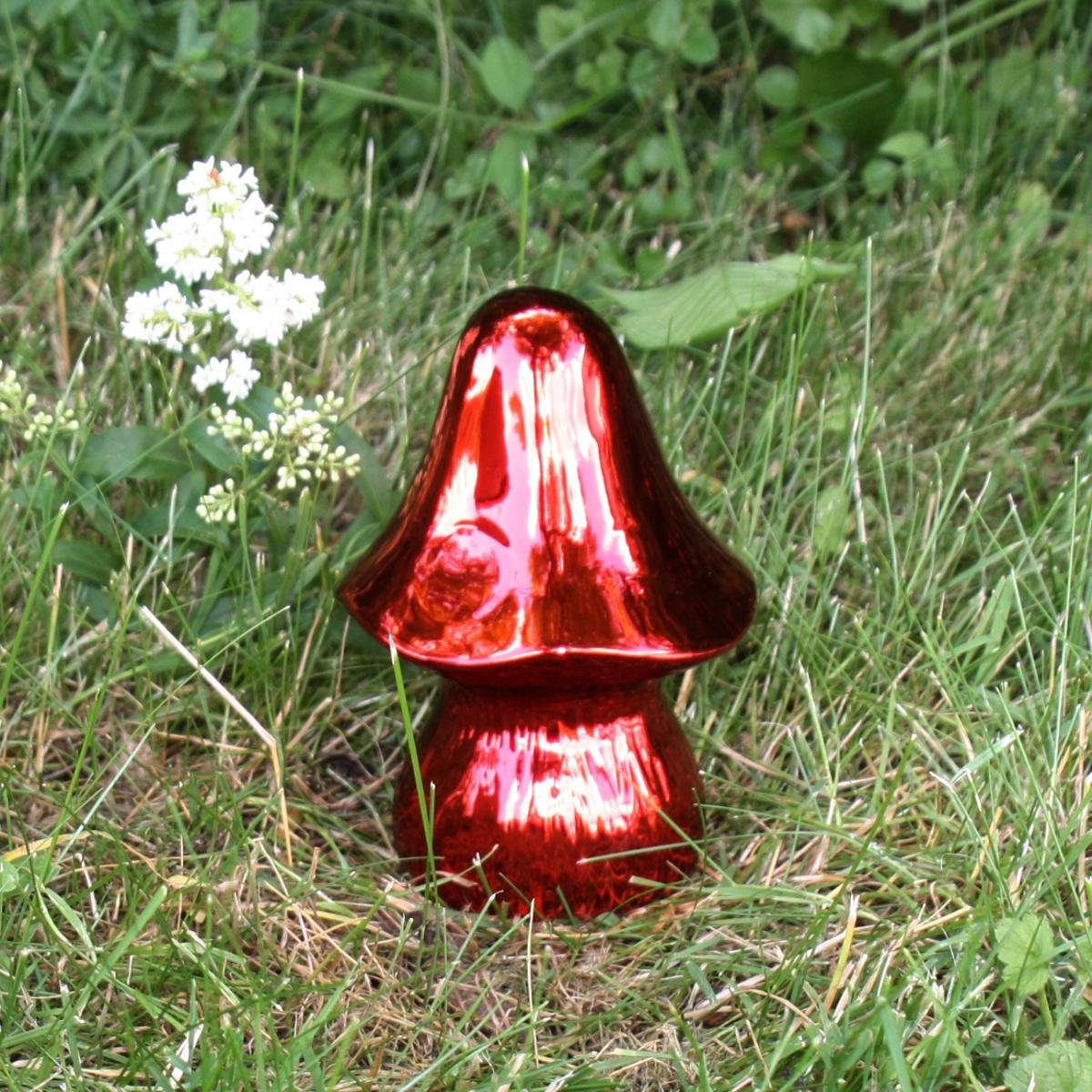 440s Dekofigur 440s rot Keramik-Pilz glänzend ca H 15 cm