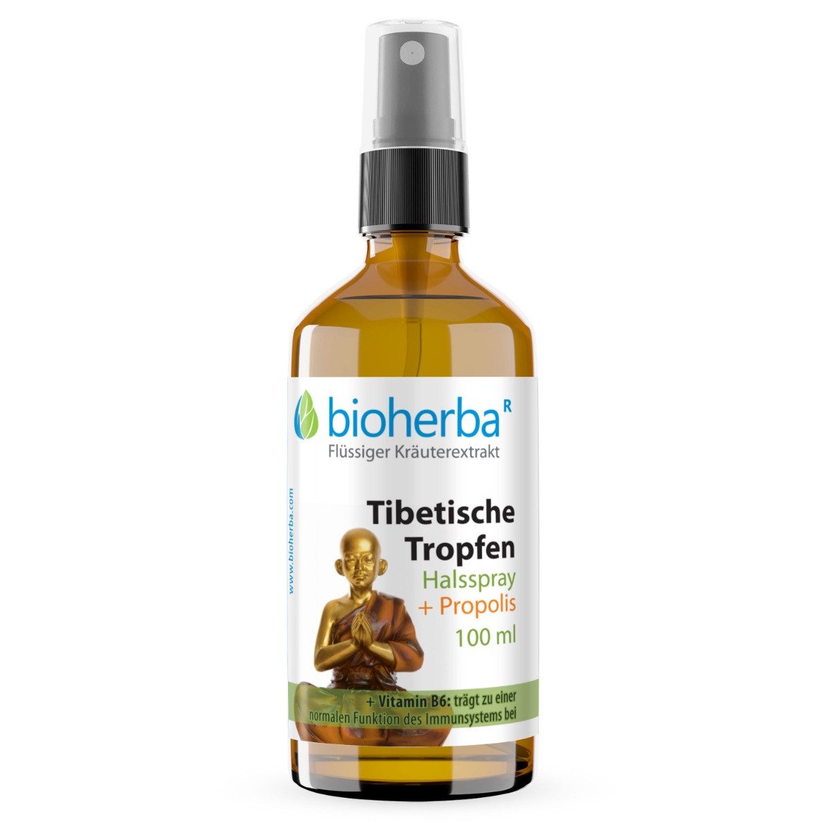 BIOHERBA R Bioherba Halsspray Tibetische Tropfen mit Propolis Extrakt 100 ml Glasflasche, 1 er
