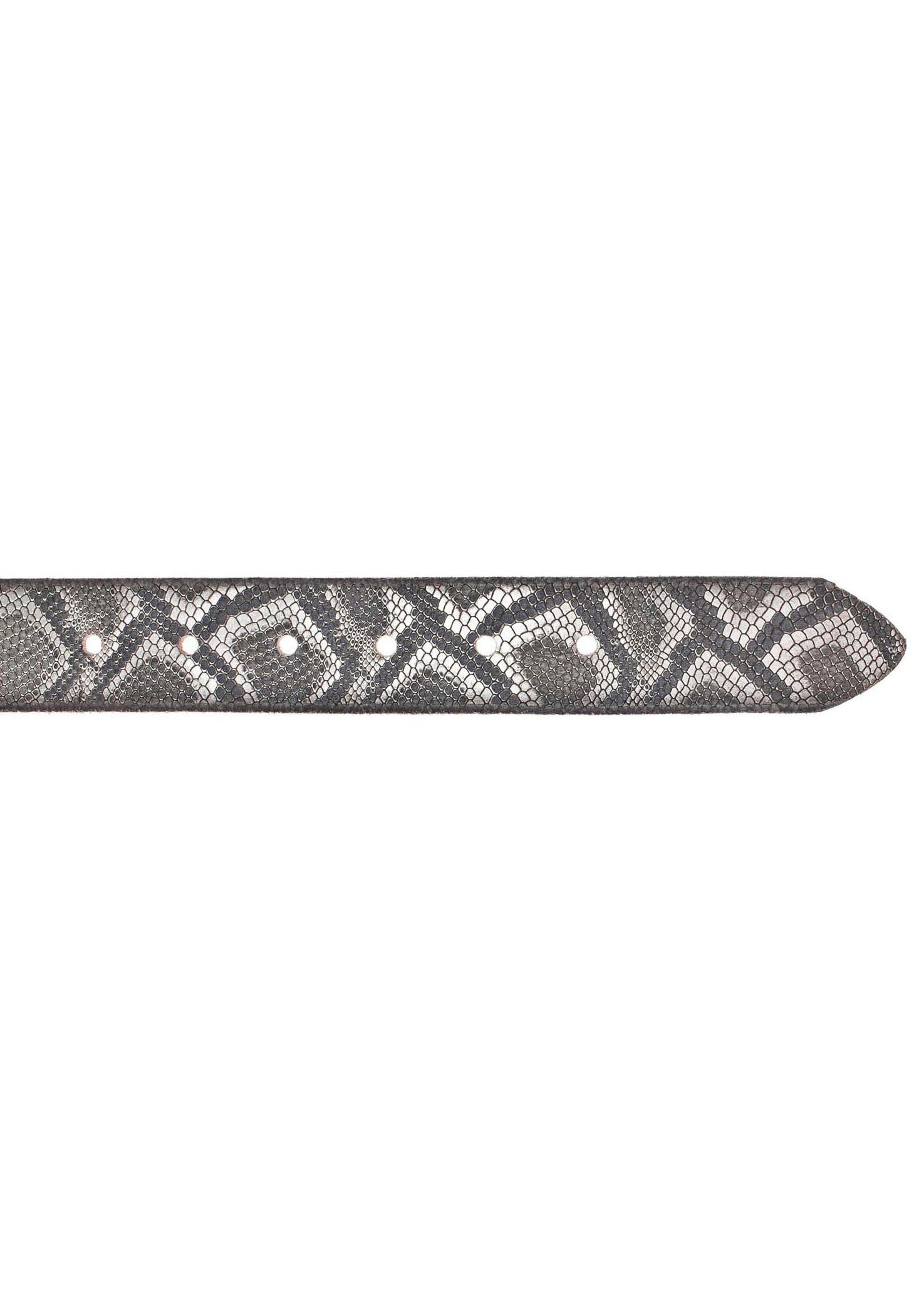 Snakeprägung mit Metallic b.belt Ledergürtel schwarz-silberfarben