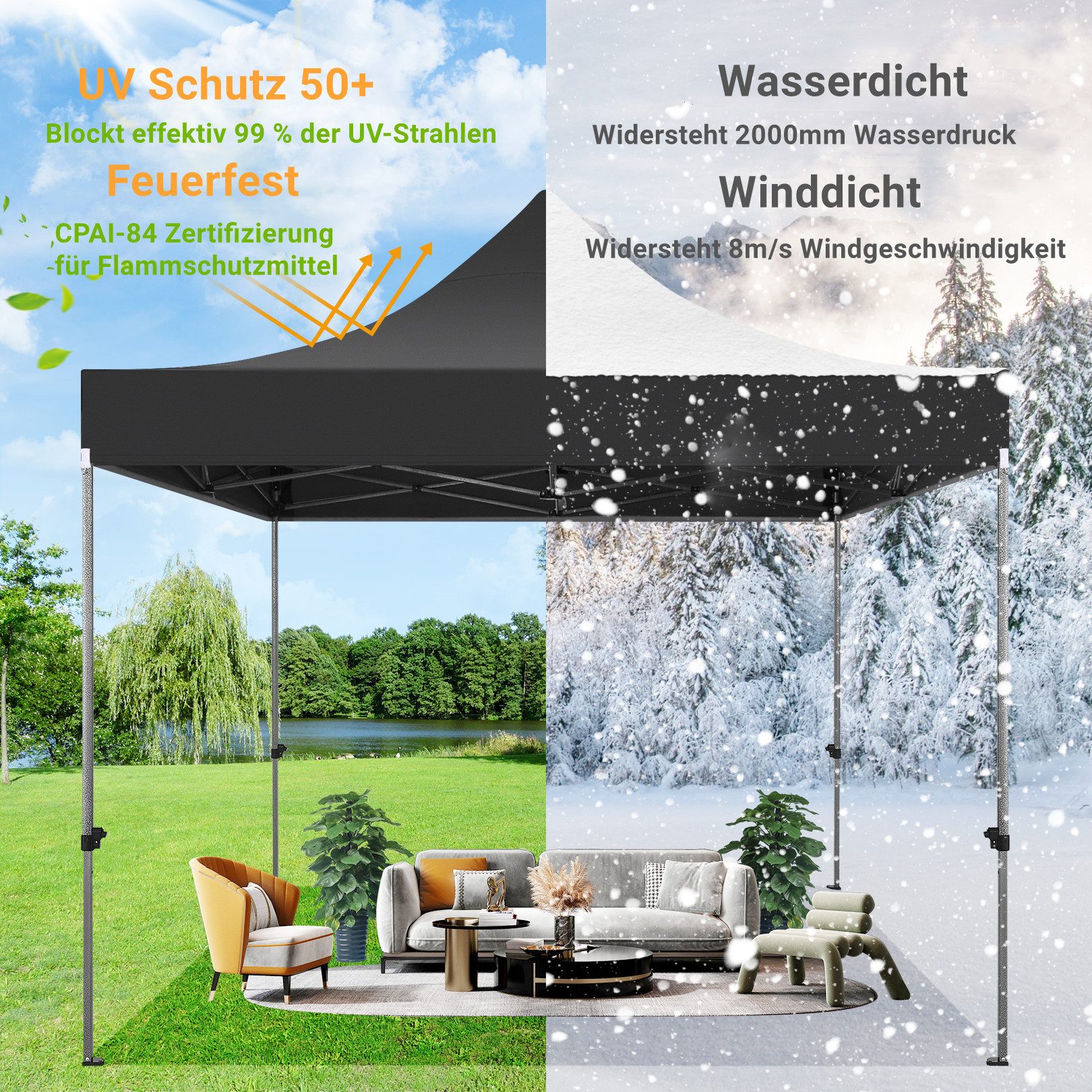Tooluck Faltpavillon 3x3m Premium Pavillon mit günstig online kaufen