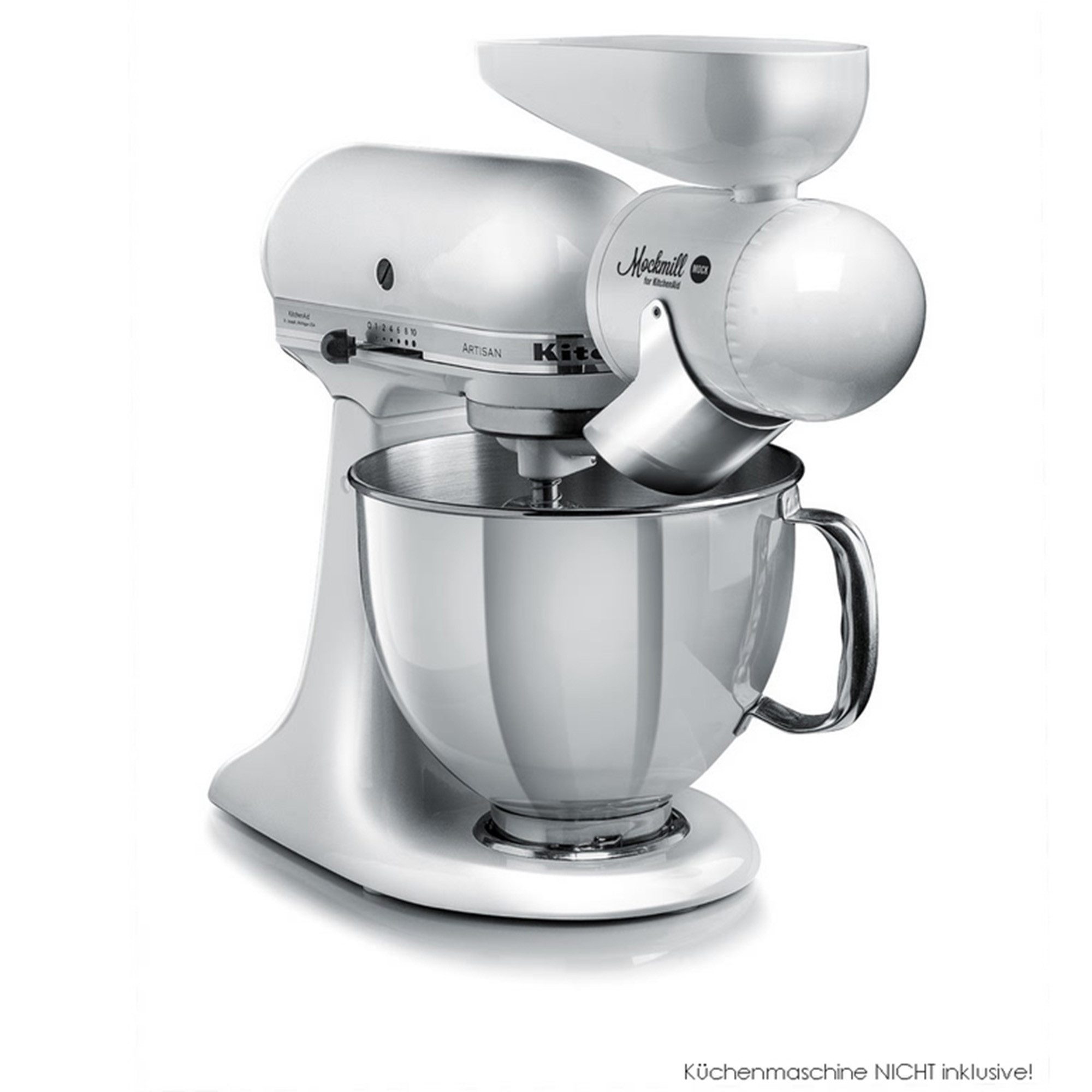 Mockmill Küchenmaschinen Zubehör-Set Wolfgang Mock MOCKMILL MM001 Getreidemühlen-Vorsatz für KitchenAid, Zubehör für KitchenAid Küchenmaschinen, robuste Mahlwerk aus Korund-Keramik