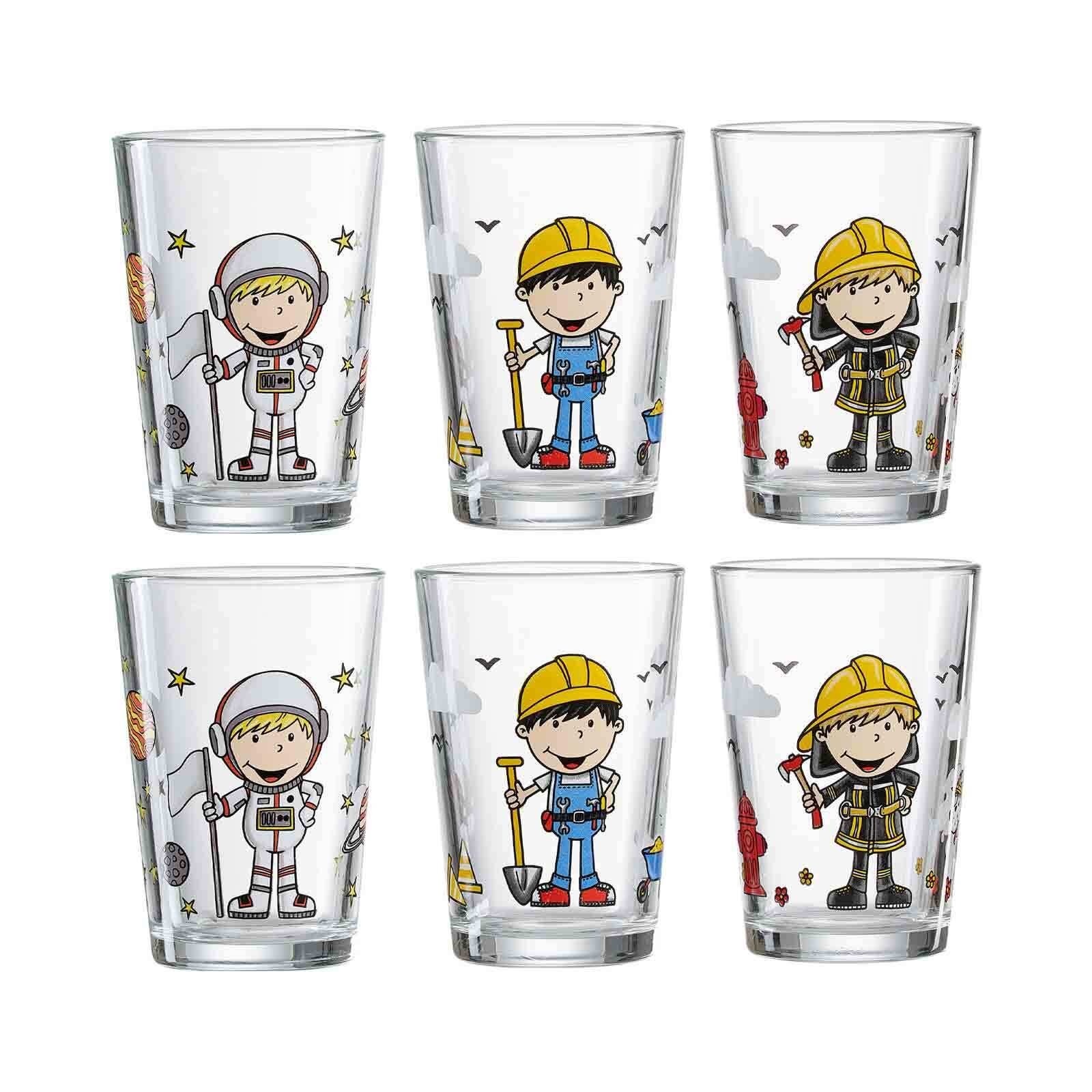 Ritzenhoff & Breker Kinderbecher Berufe Jungen Kindergläser 205 ml 6er Set, Glas