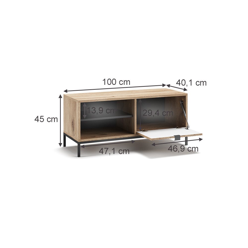 Vicco Schuhbank Eliza, Viking Oak, 100 x 45 cm mit Klapptür (1-St)