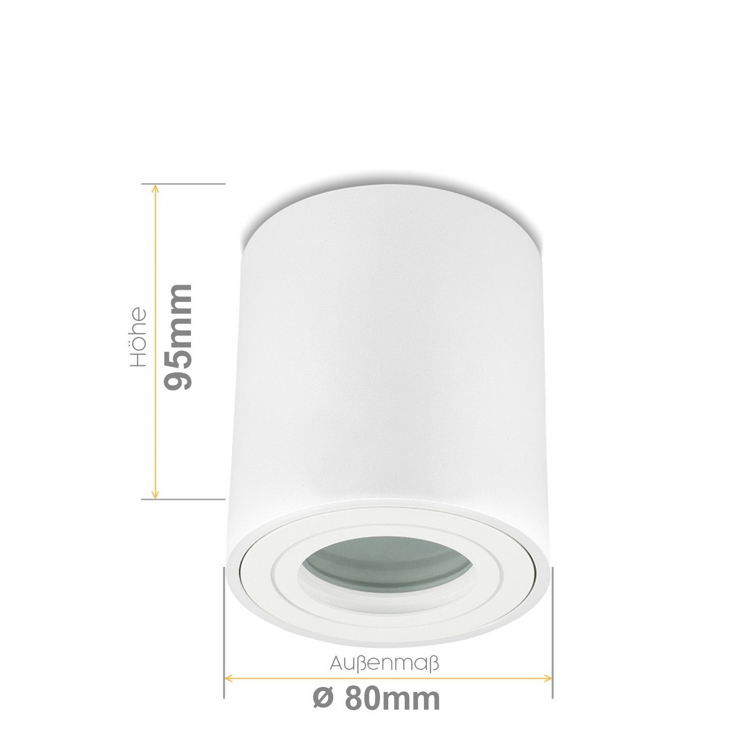 LED weiß Badezimmer, aus Bad IP44 LED, Aufbauleuchte Aufbaustrahler Aufbauspot ohne Sweet Aluminium GU10 Leuchtmittel, matt