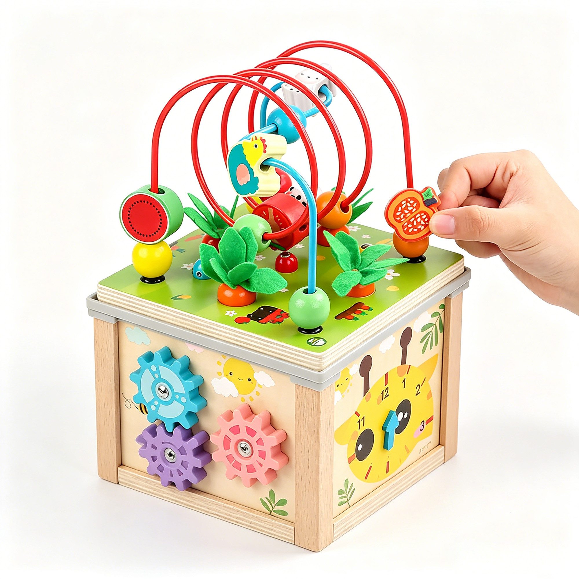 Spielcenter Holz Motorikwürfel Montessori Spielzeug für Kinder ab 1 Jahr